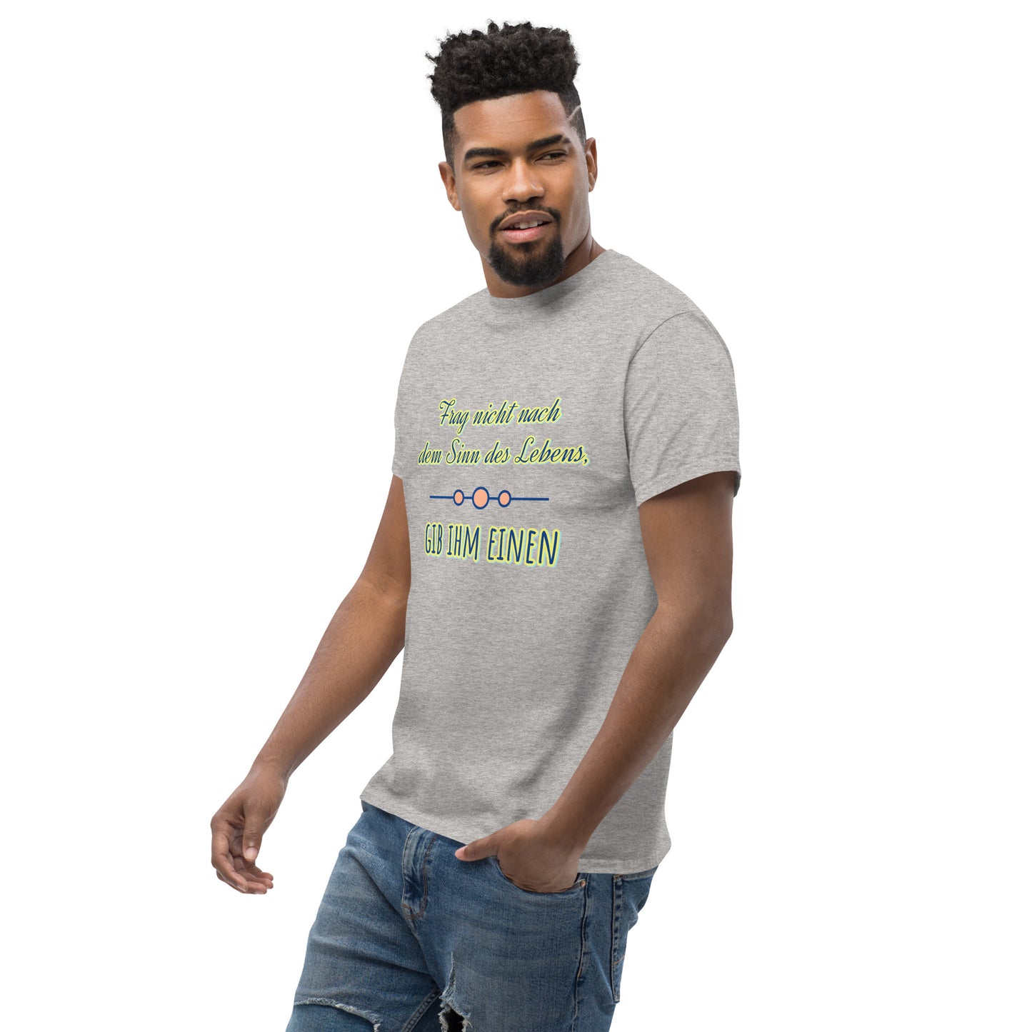 Klassisches Unisex T-Shirt, Spruch Sinn des Lebens