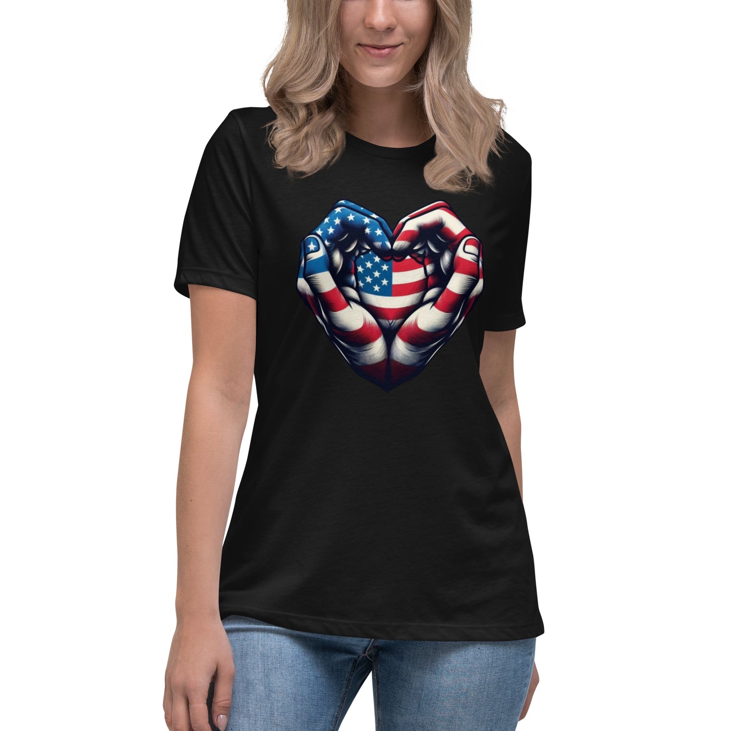 Women's Relaxed T-Shirt, USA Heart