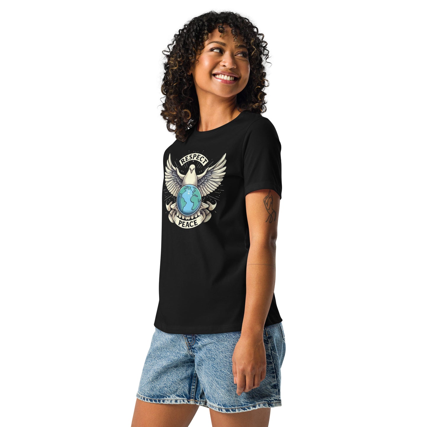 Women's Relaxed T-Shirt, Peace and Respect