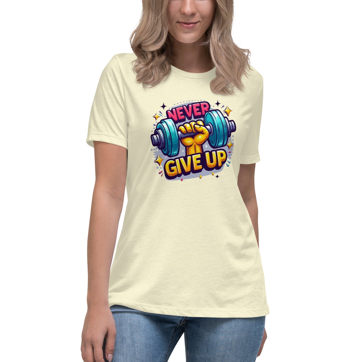 Women's Relaxed T-Shirt, Never give up