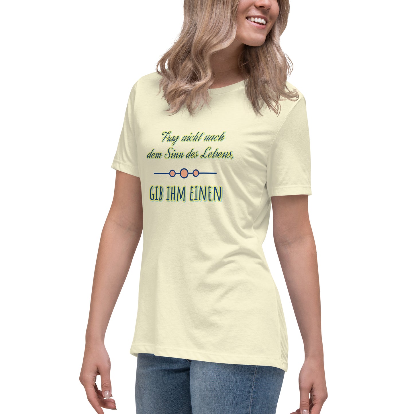 Lockeres Damen-T-Shirt, Spruch - Sinn des Lebens