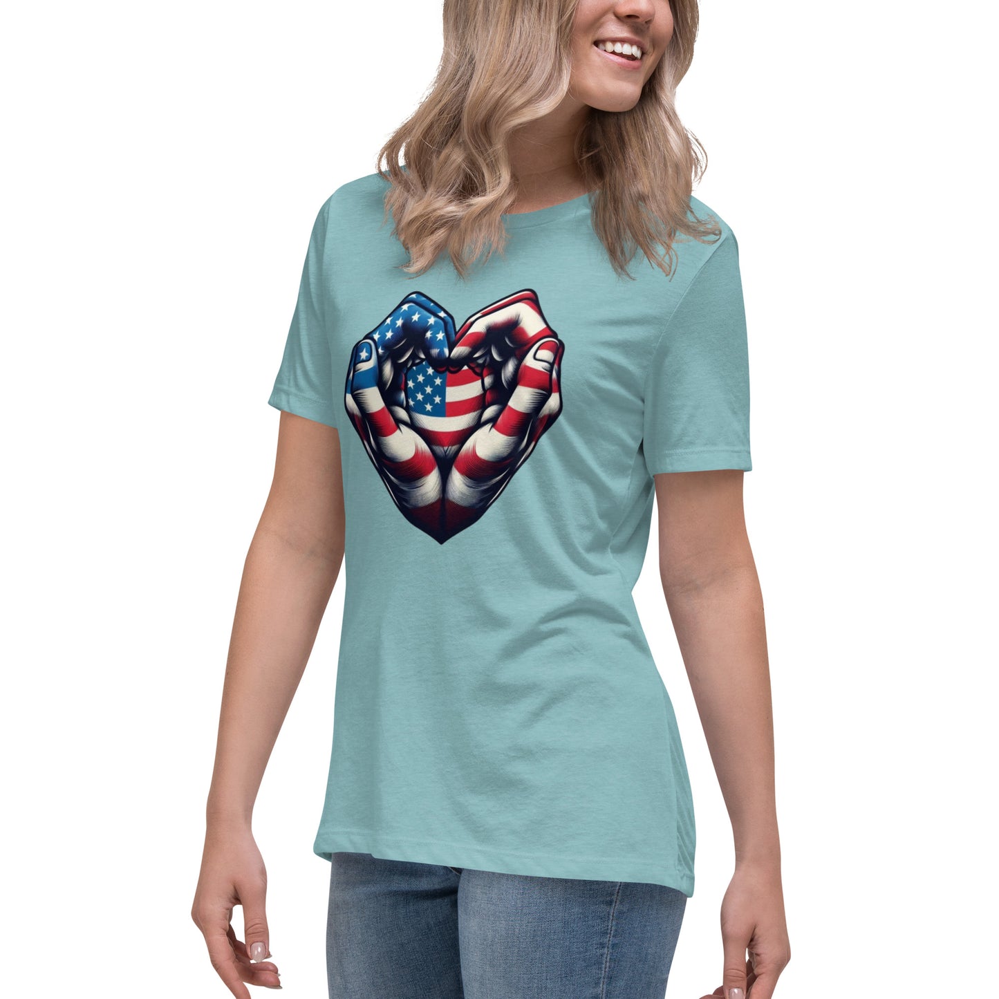 Women's Relaxed T-Shirt, USA Heart
