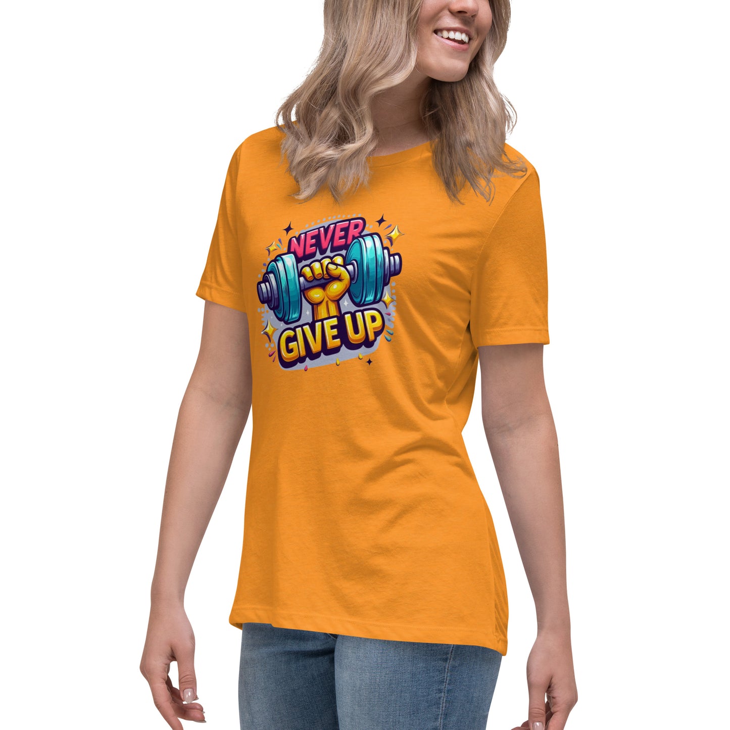Women's Relaxed T-Shirt, Never give up