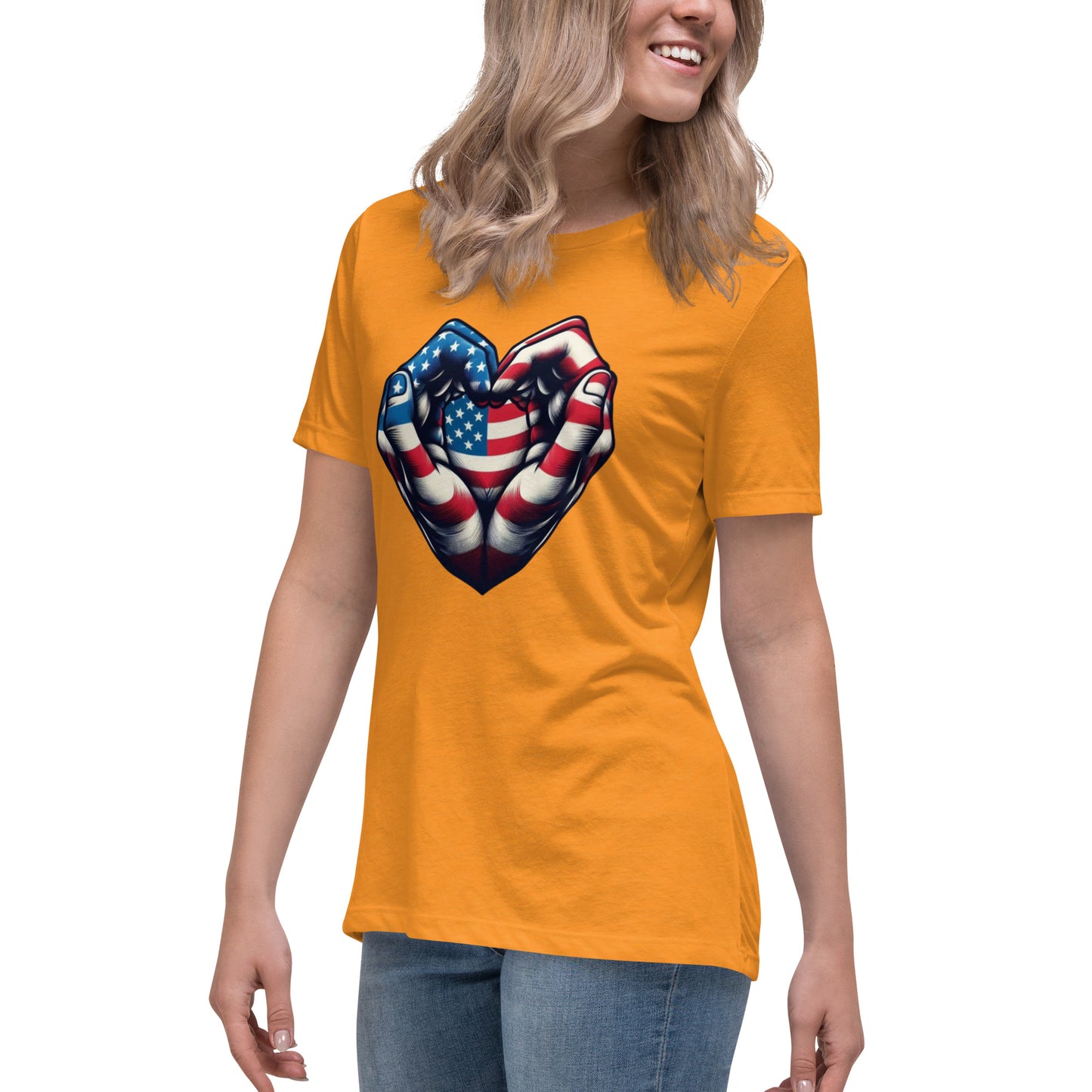 Women's Relaxed T-Shirt, USA Heart