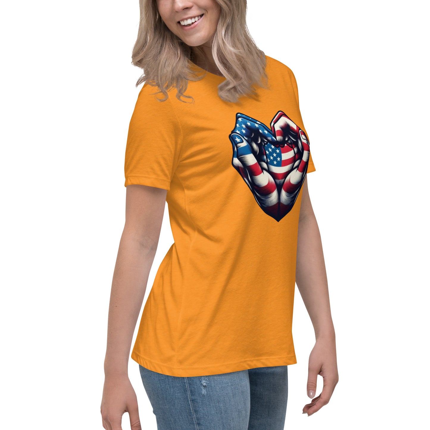 Women's Relaxed T-Shirt, USA Heart