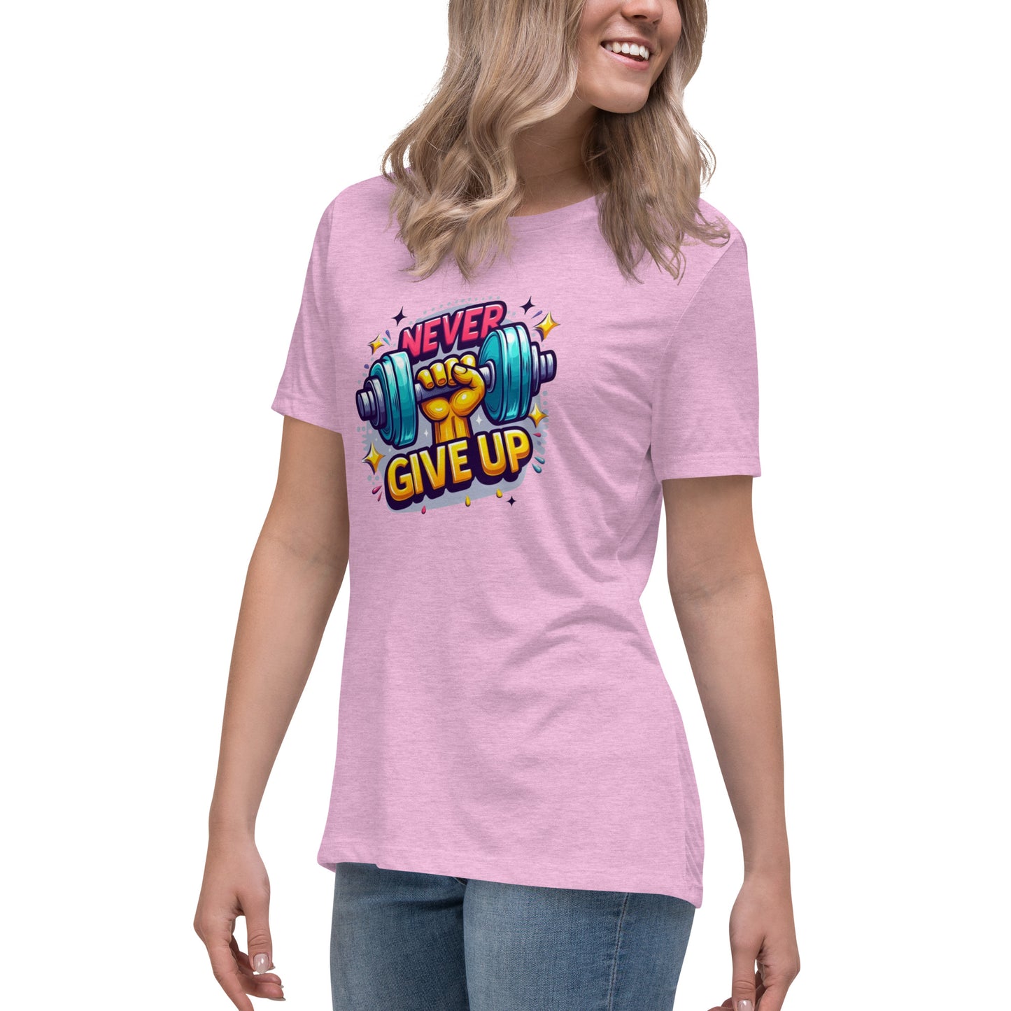 Women's Relaxed T-Shirt, Never give up
