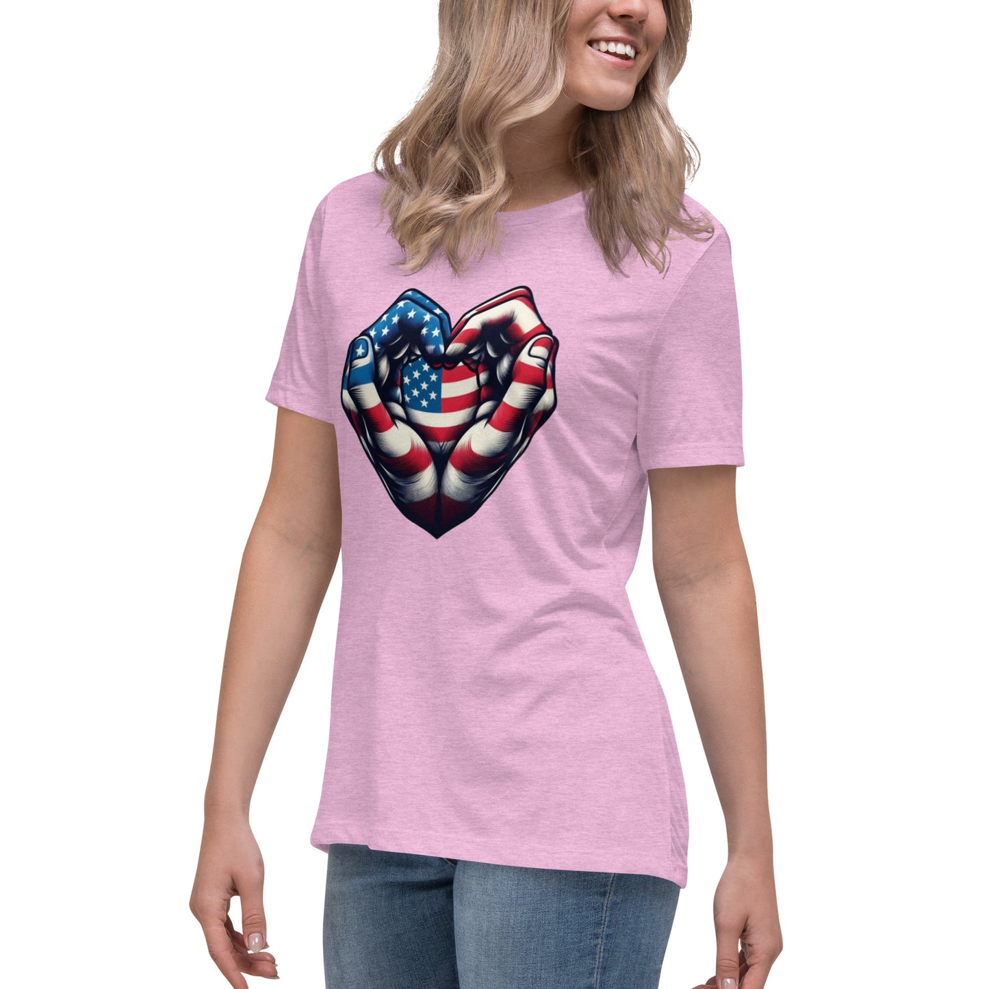 Women's Relaxed T-Shirt, USA Heart