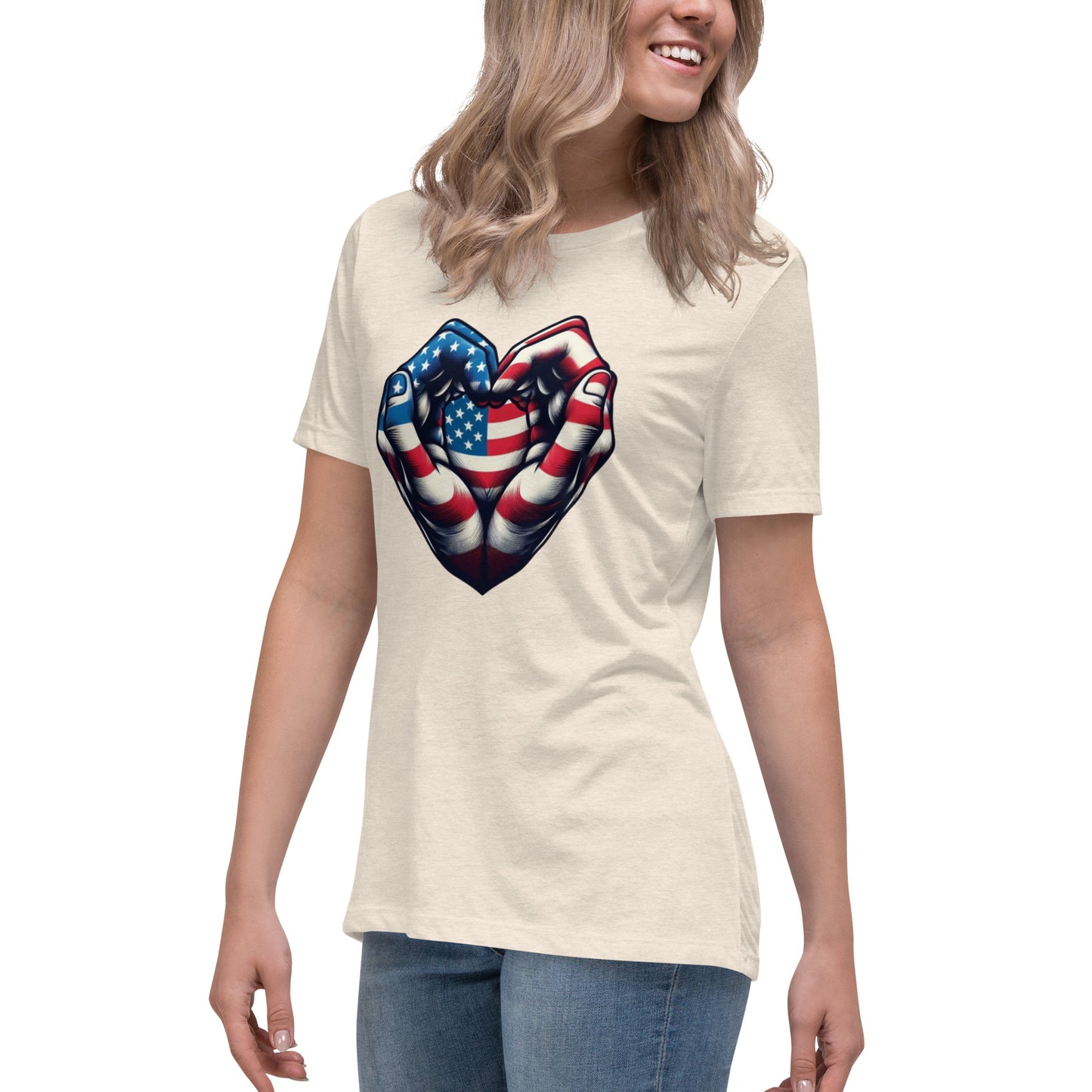 Women's Relaxed T-Shirt, USA Heart