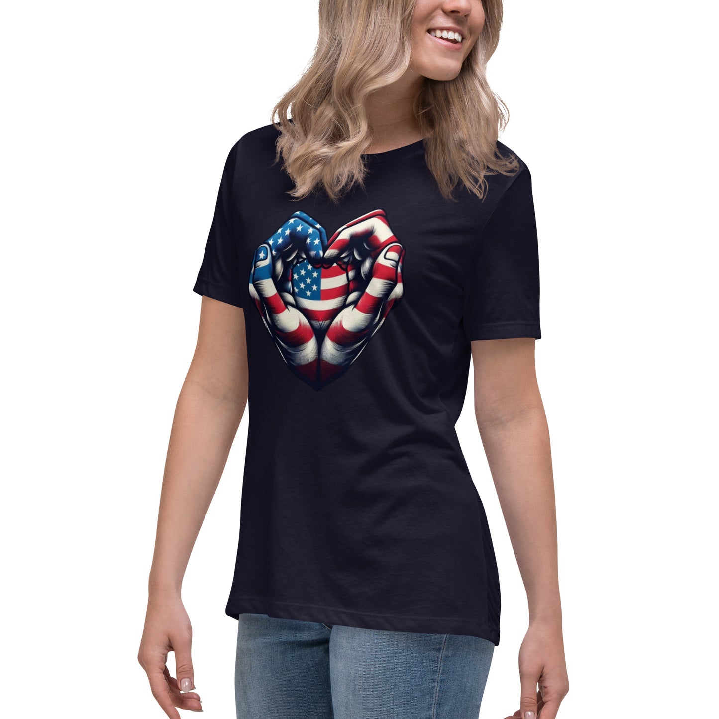 Women's Relaxed T-Shirt, USA Heart