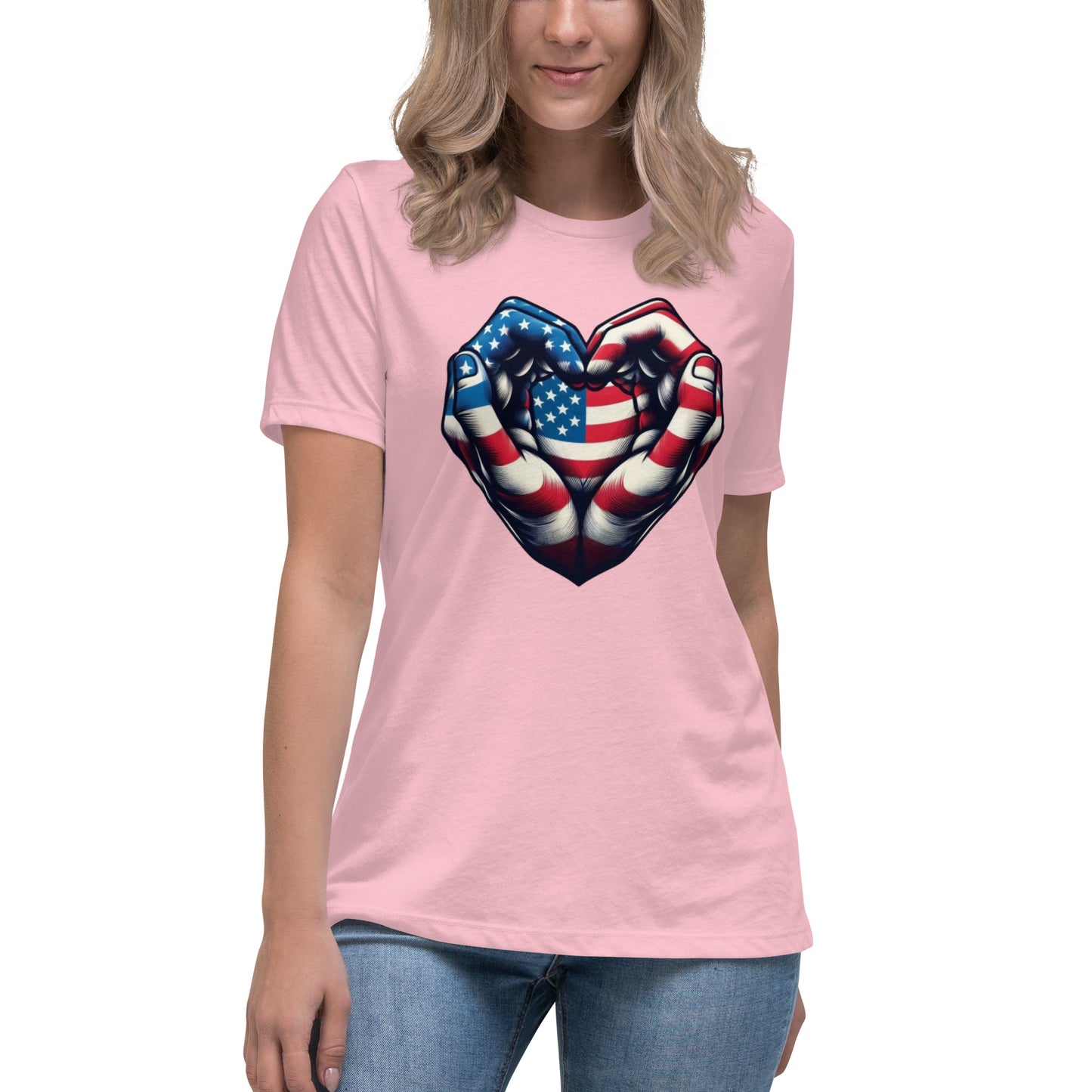 Women's Relaxed T-Shirt, USA Heart