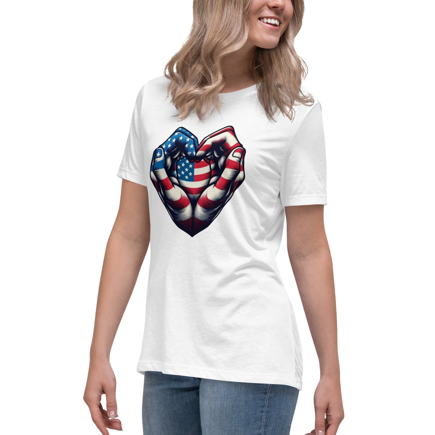 Women's Relaxed T-Shirt, USA Heart