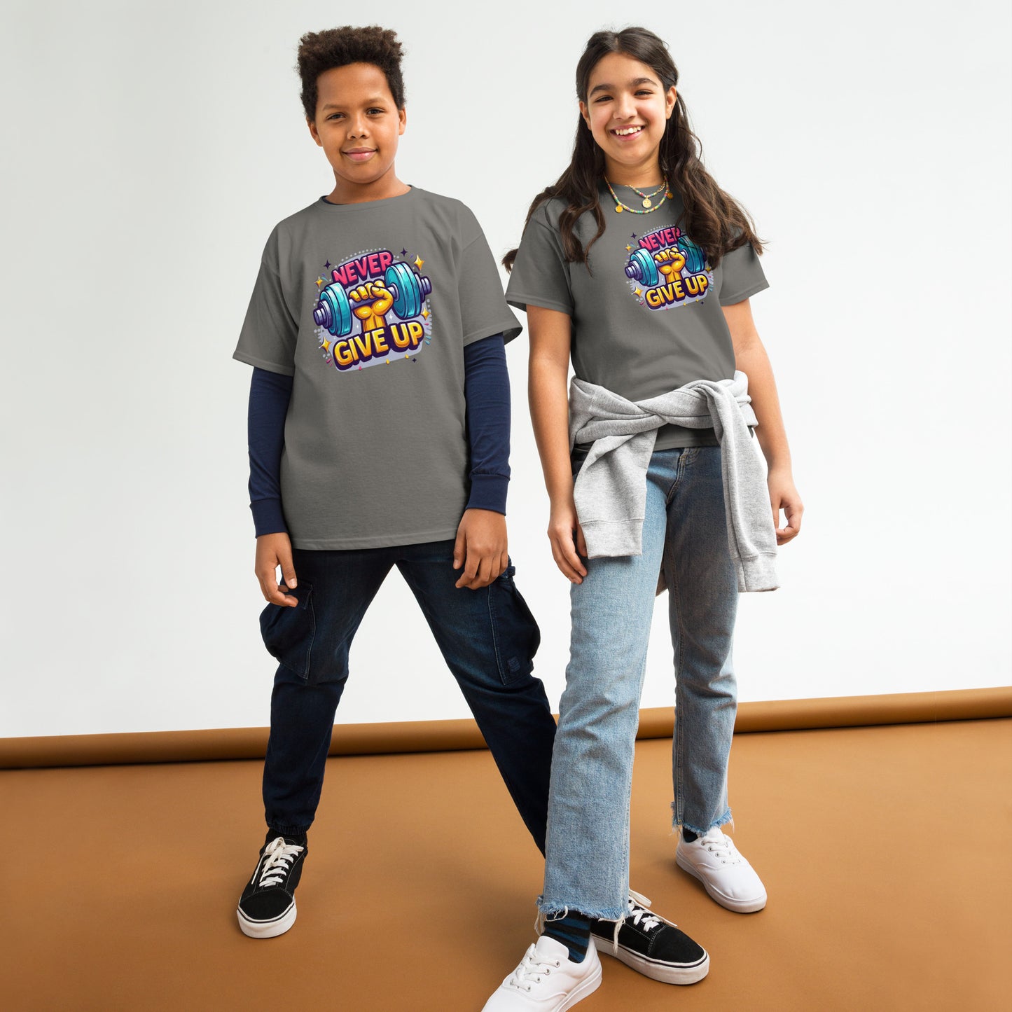 Youth classic tee, Never give up