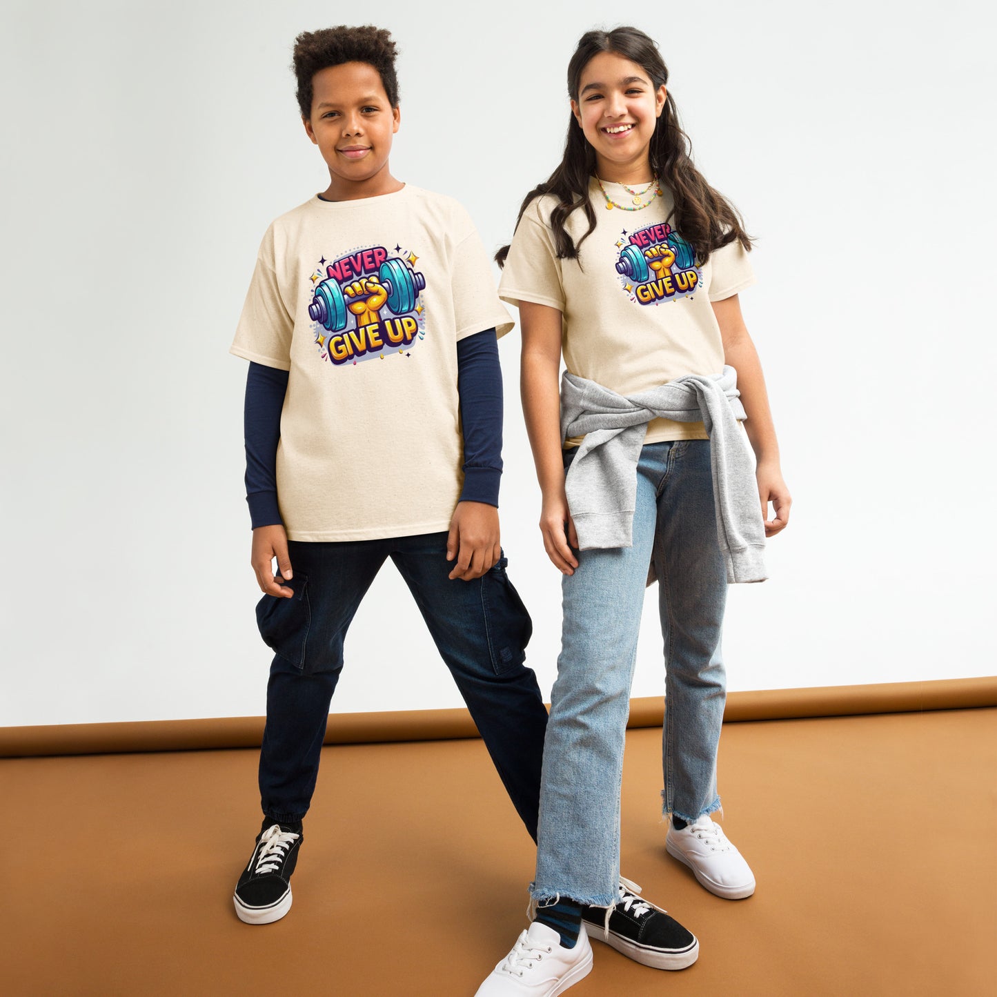 Youth classic tee, Never give up