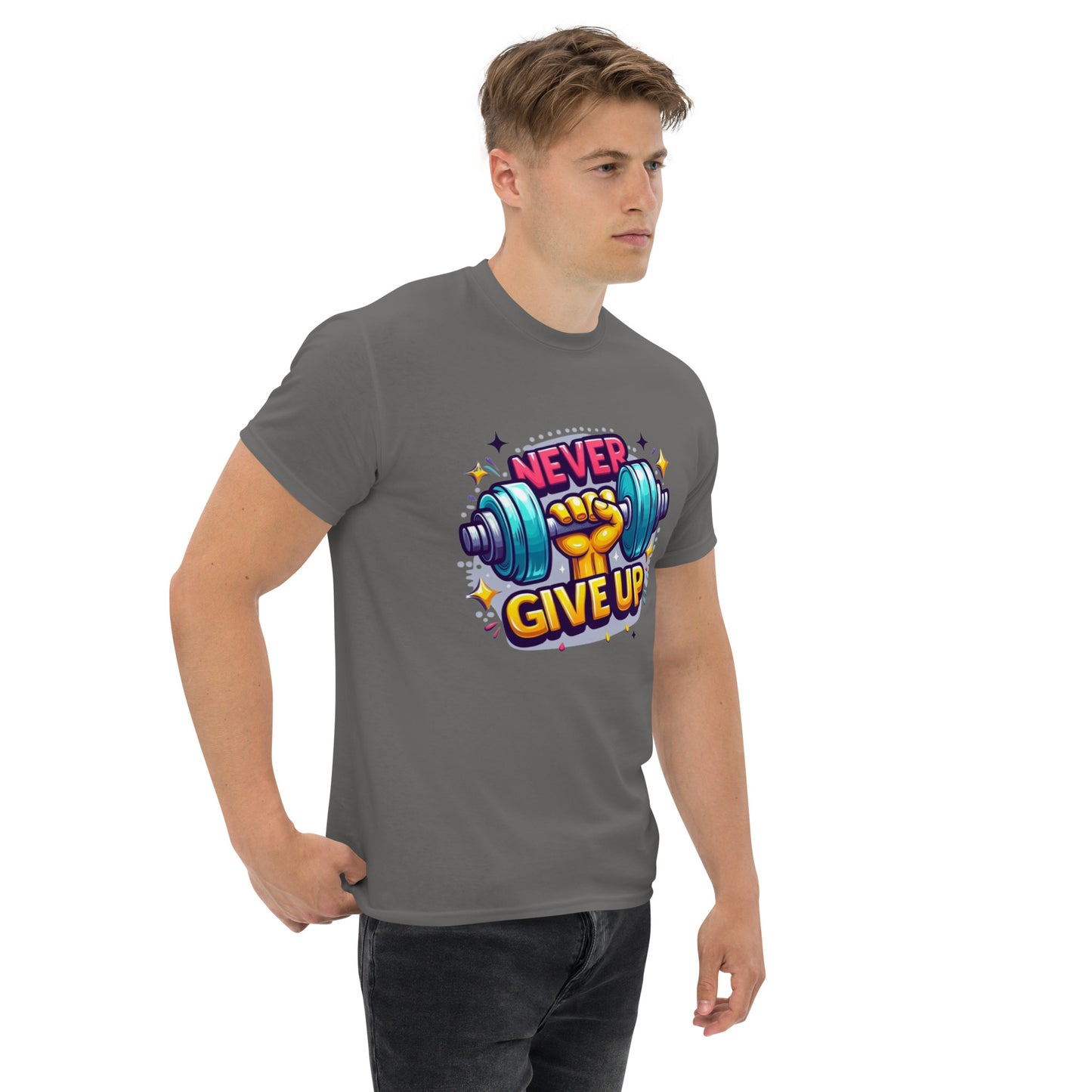 Men's classic tee, Never give up