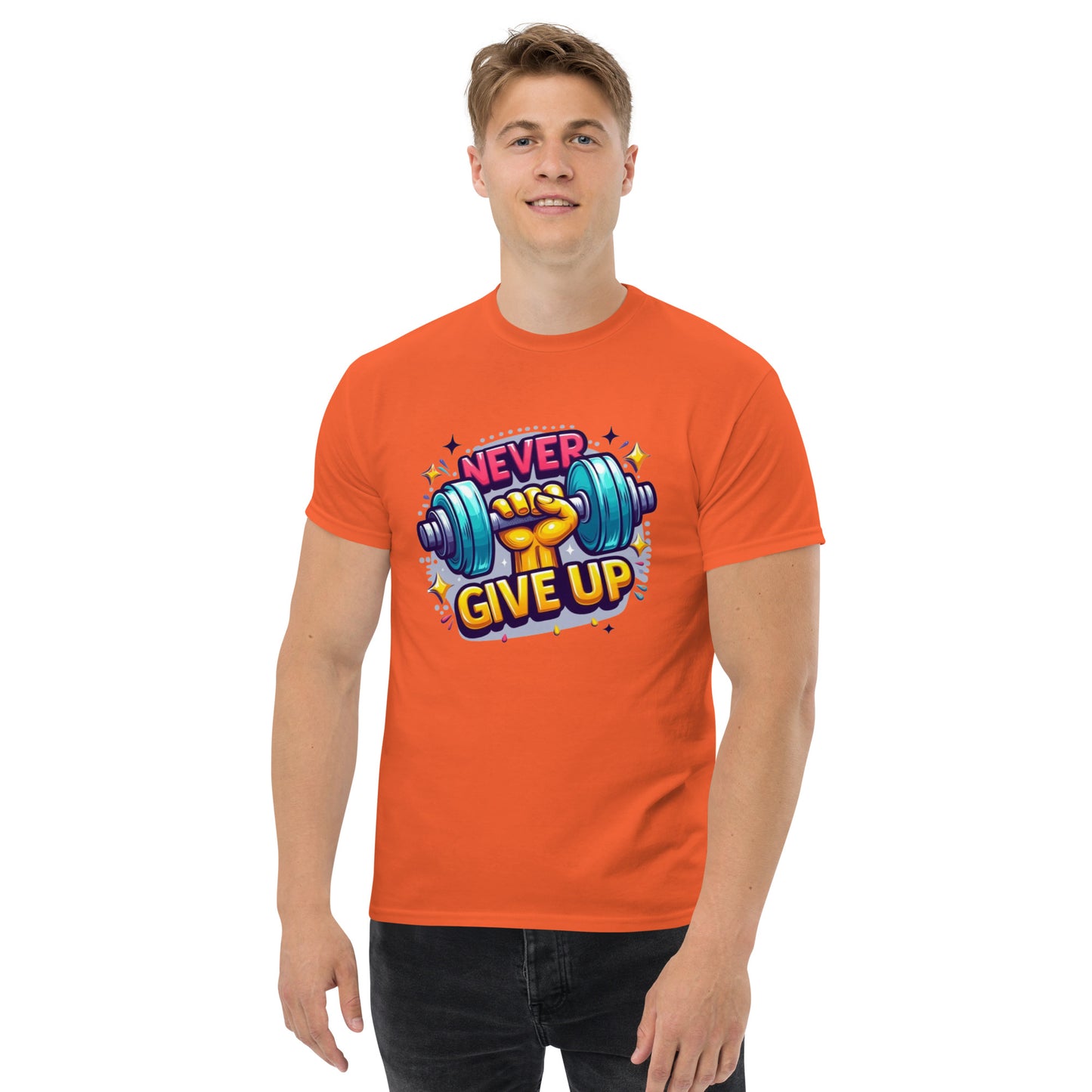 Men's classic tee, Never give up