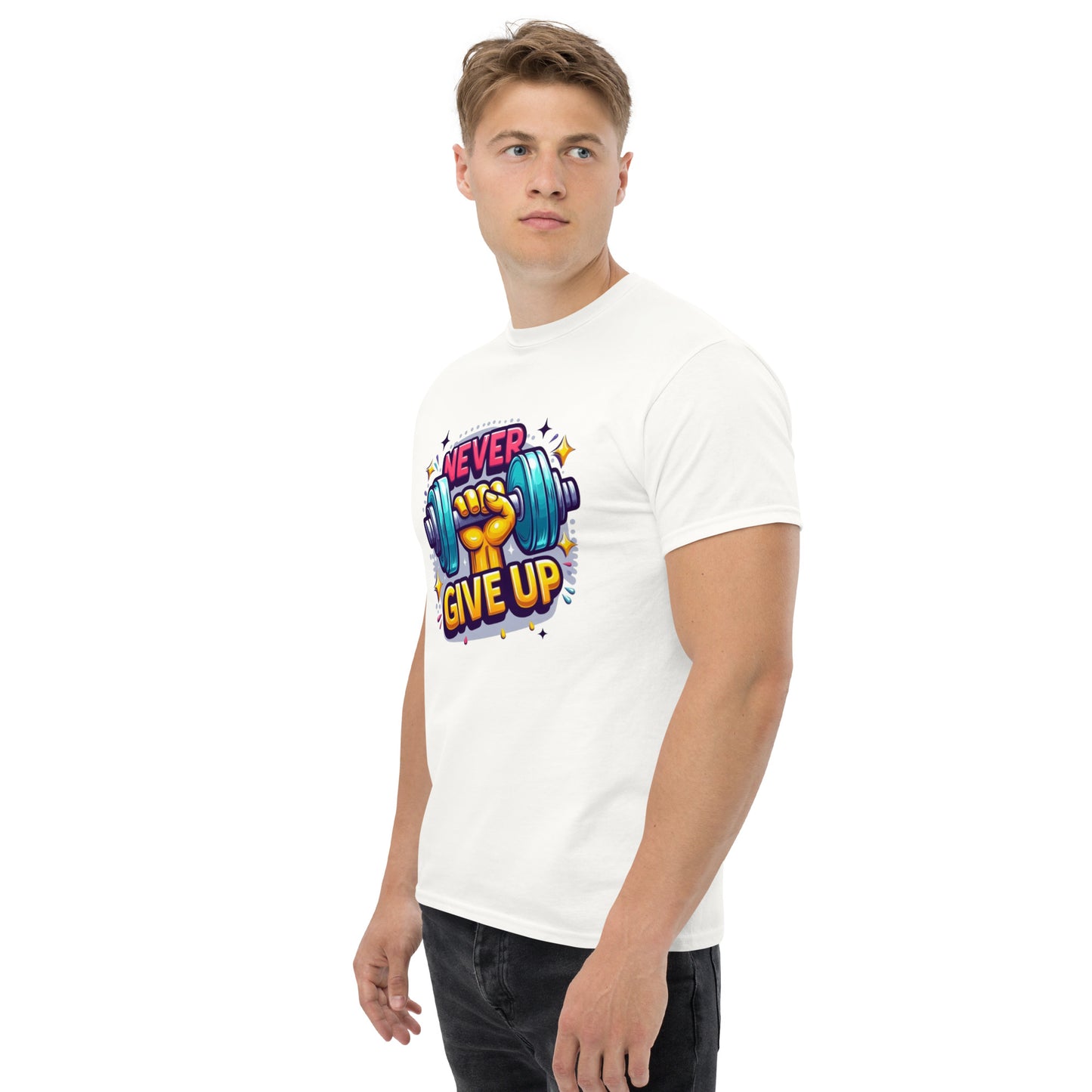 Men's classic tee, Never give up