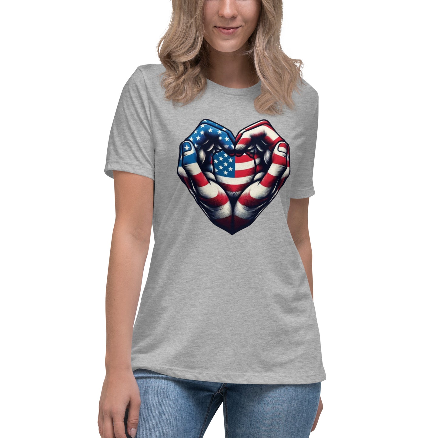 Women's Relaxed T-Shirt, USA Heart