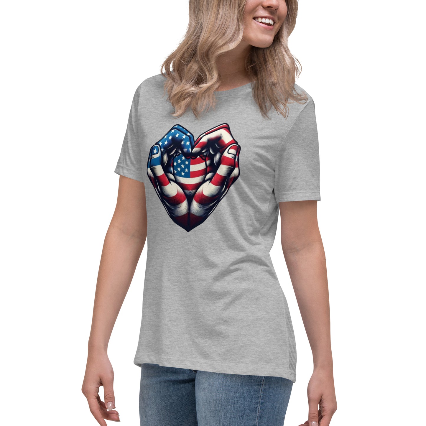Women's Relaxed T-Shirt, USA Heart