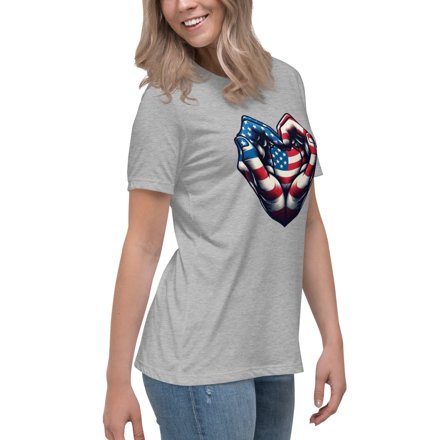 Women's Relaxed T-Shirt, USA Heart