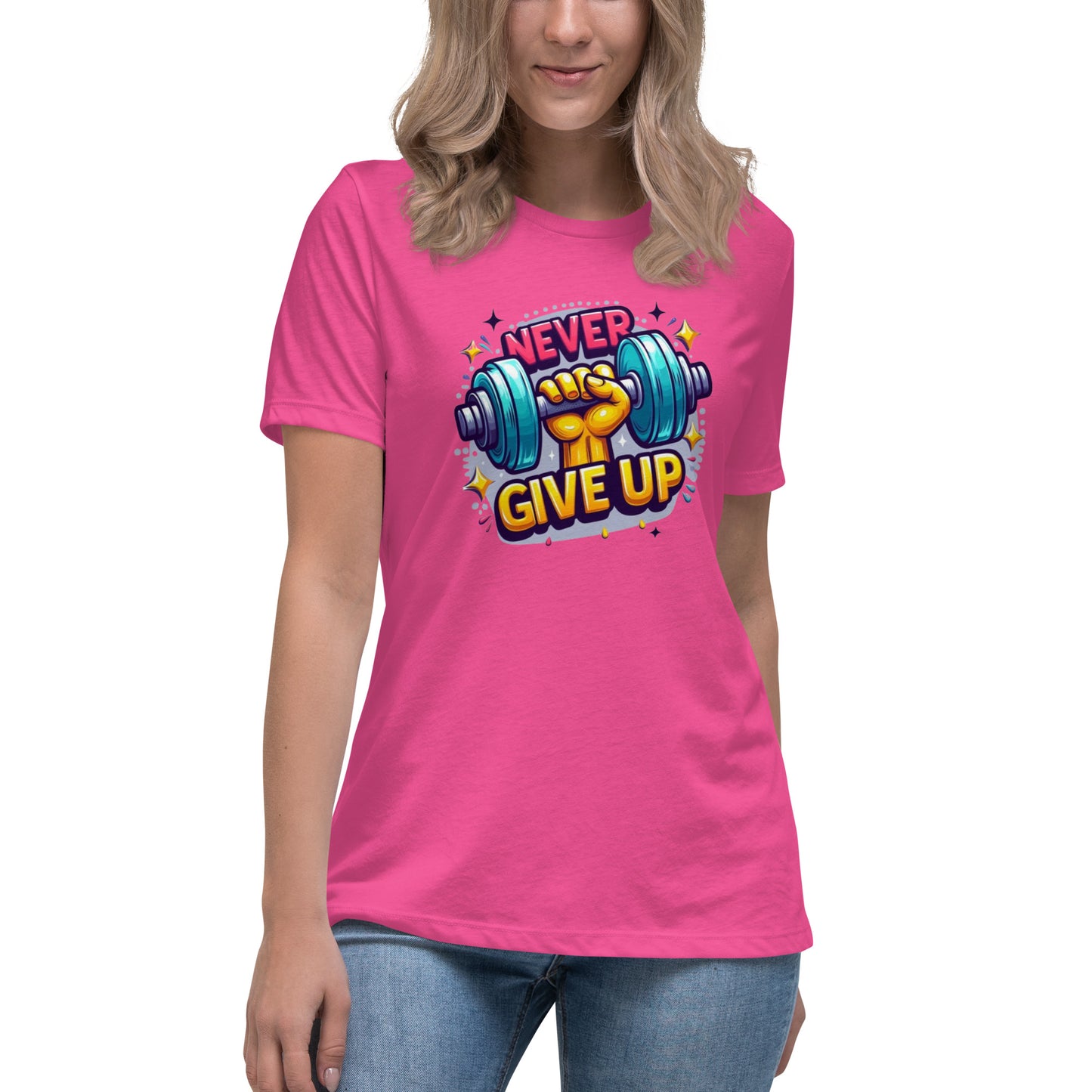 Women's Relaxed T-Shirt, Never give up