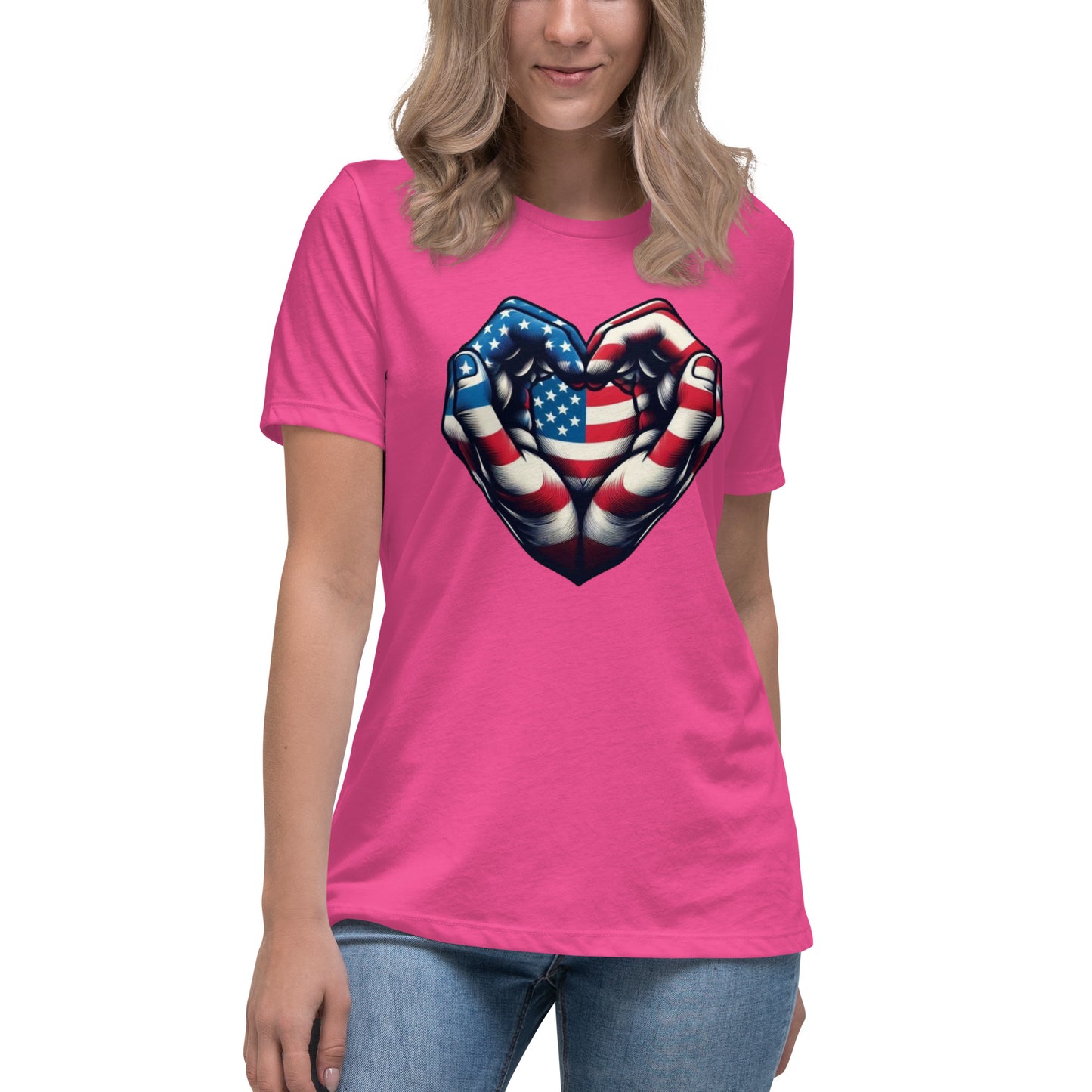 Women's Relaxed T-Shirt, USA Heart