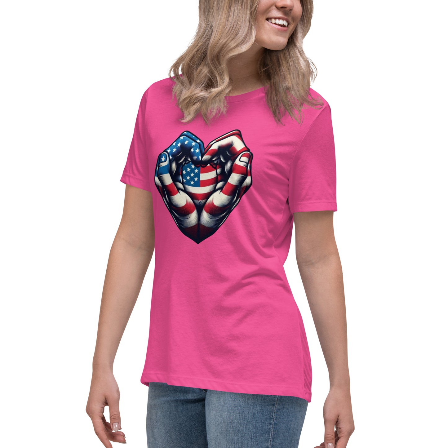 Women's Relaxed T-Shirt, USA Heart