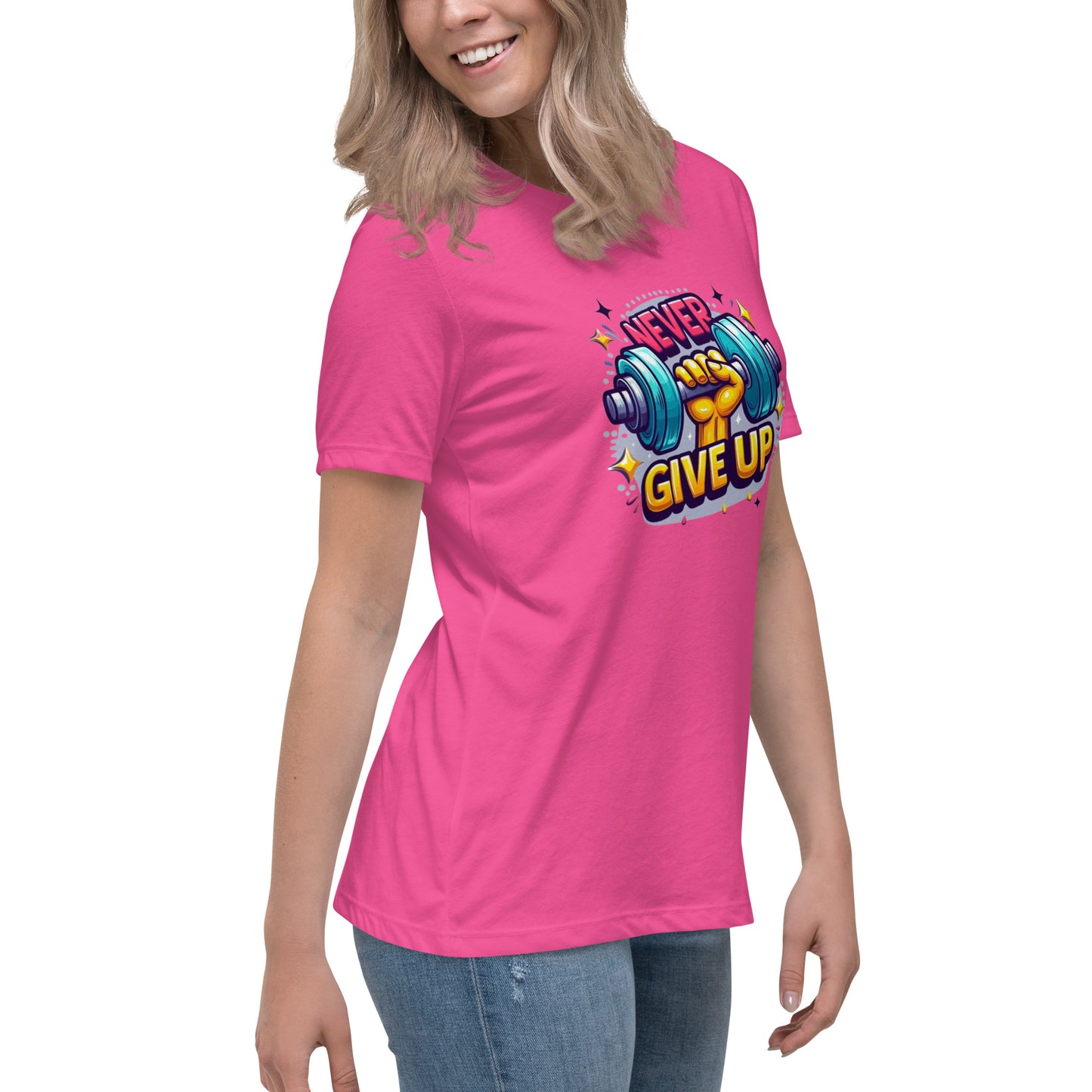 Women's Relaxed T-Shirt, Never give up
