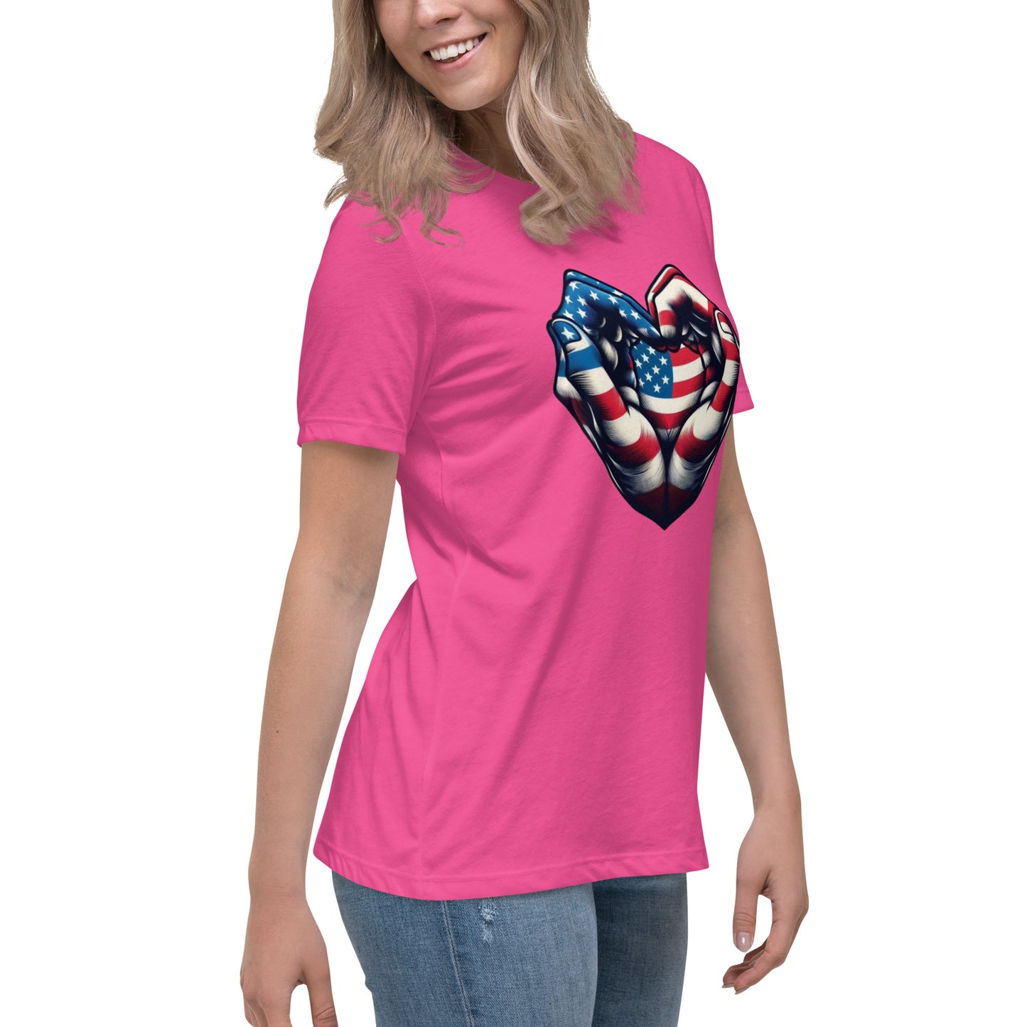 Women's Relaxed T-Shirt, USA Heart