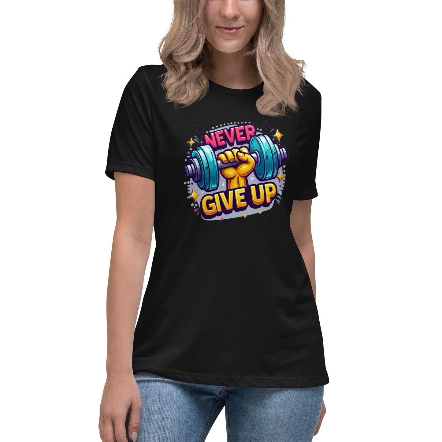Women's Relaxed T-Shirt, Never give up