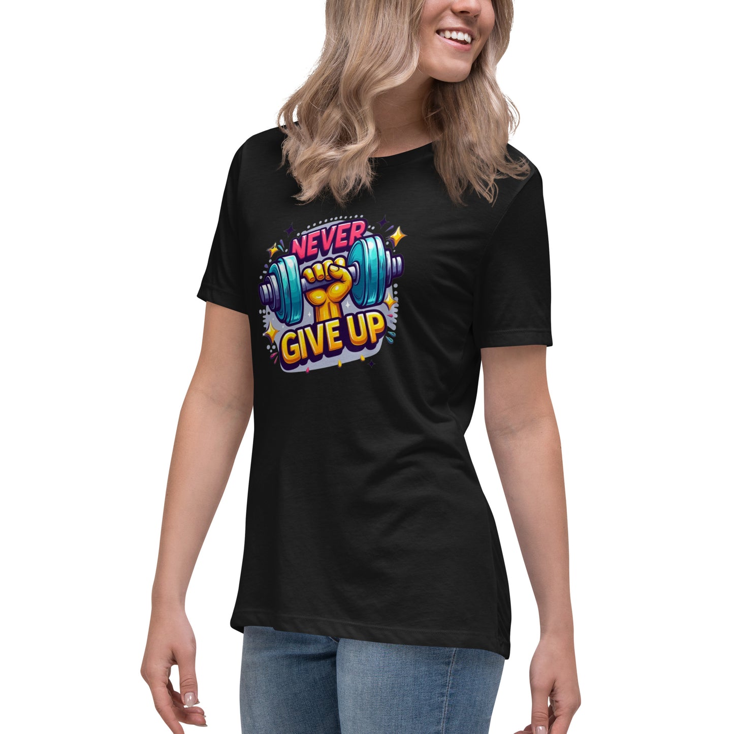 Women's Relaxed T-Shirt, Never give up