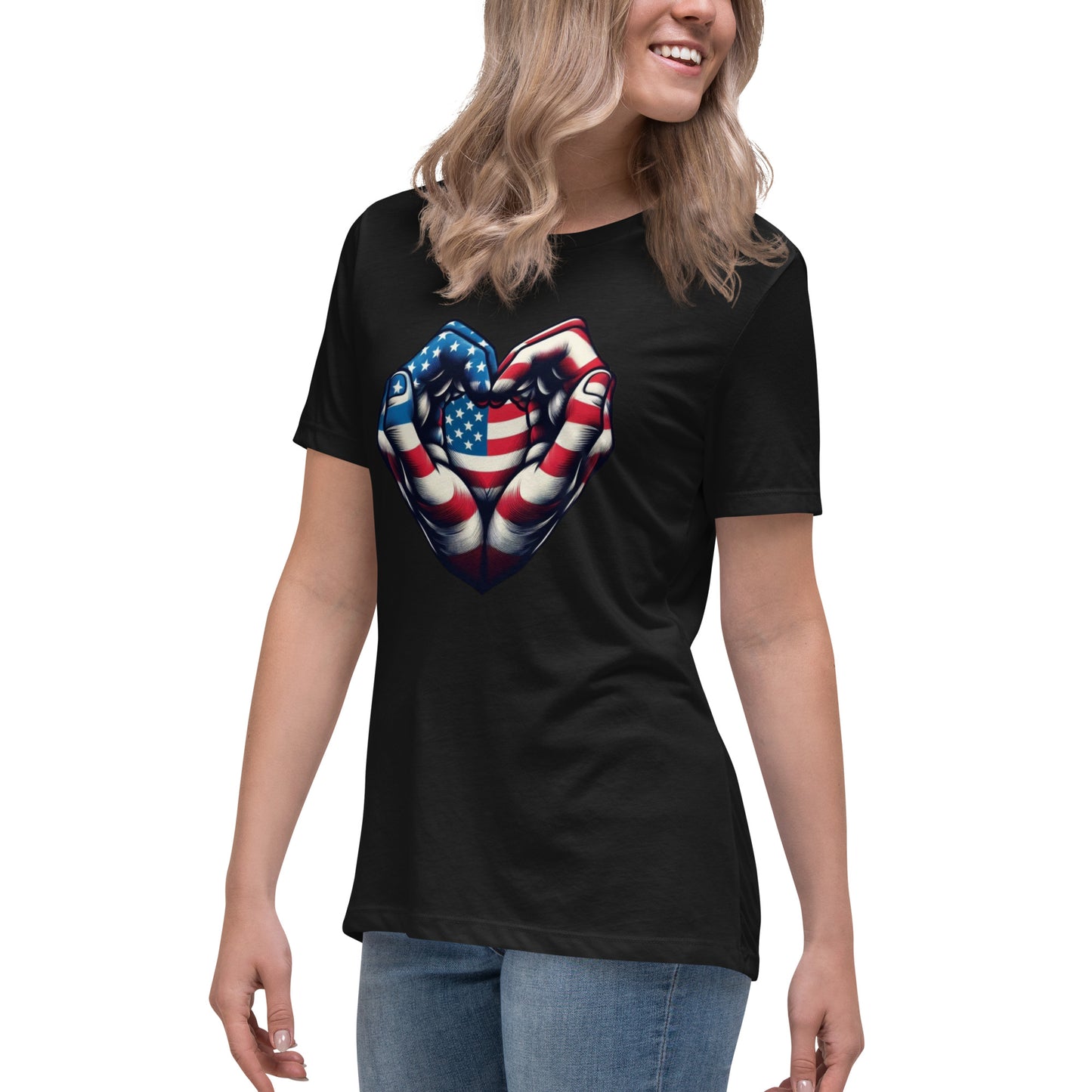 Women's Relaxed T-Shirt, USA Heart