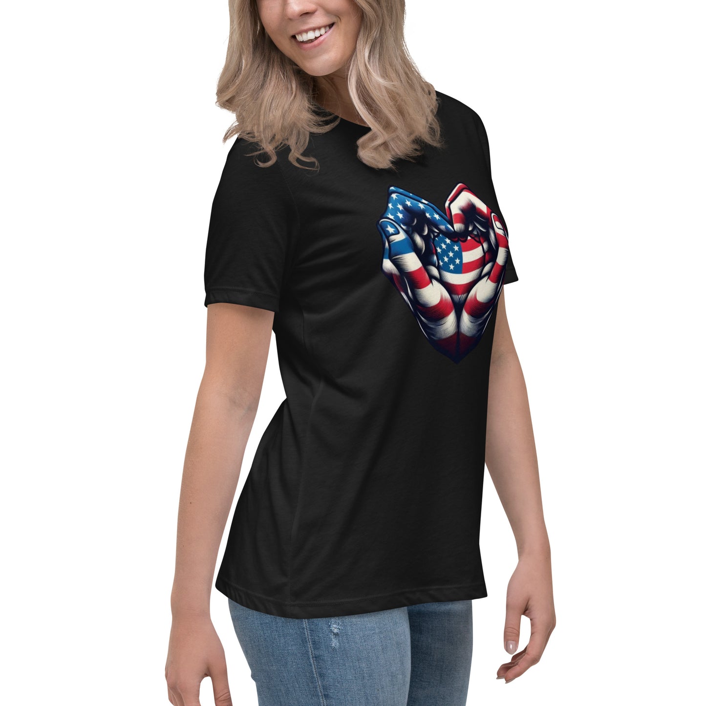 Women's Relaxed T-Shirt, USA Heart
