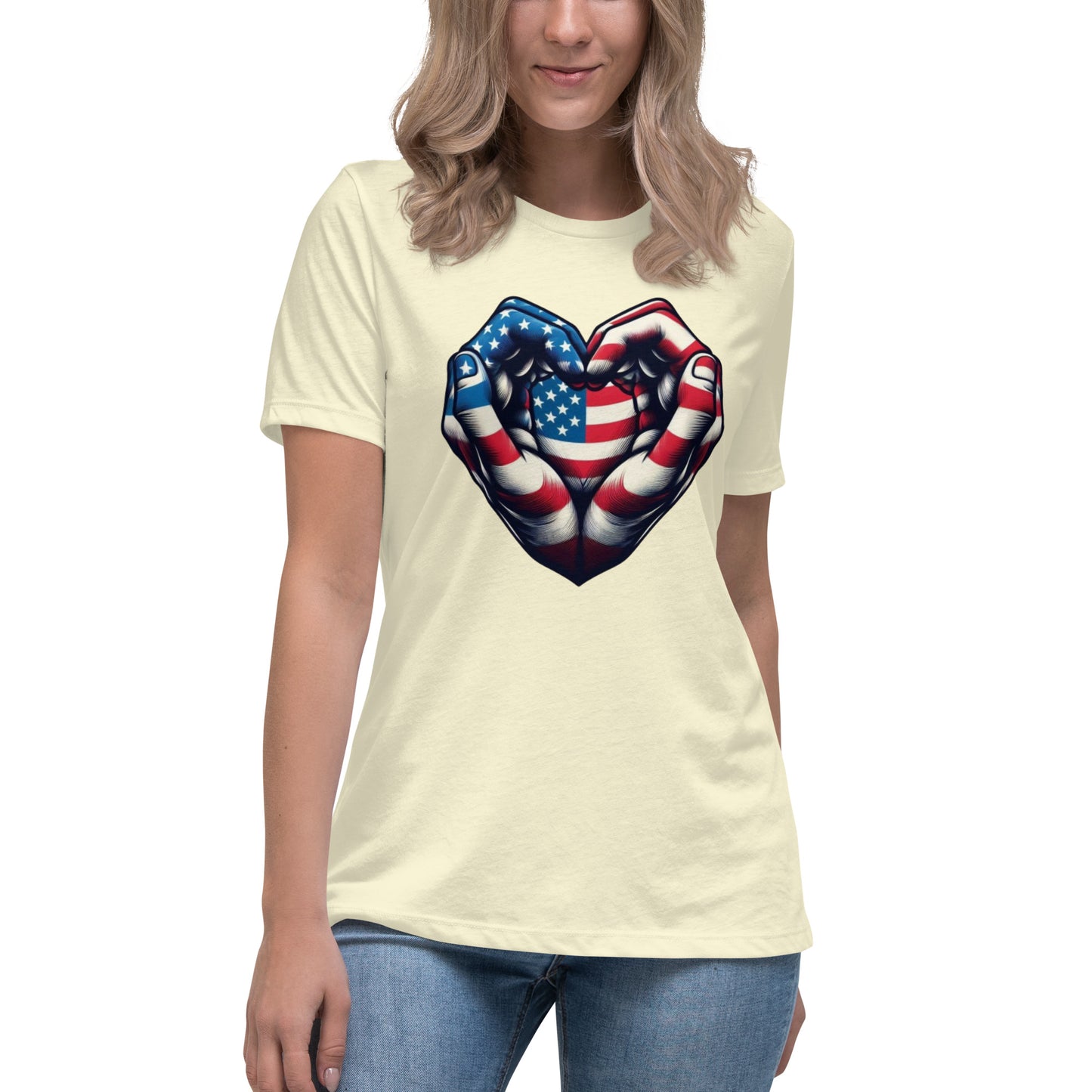 Women's Relaxed T-Shirt, USA Heart