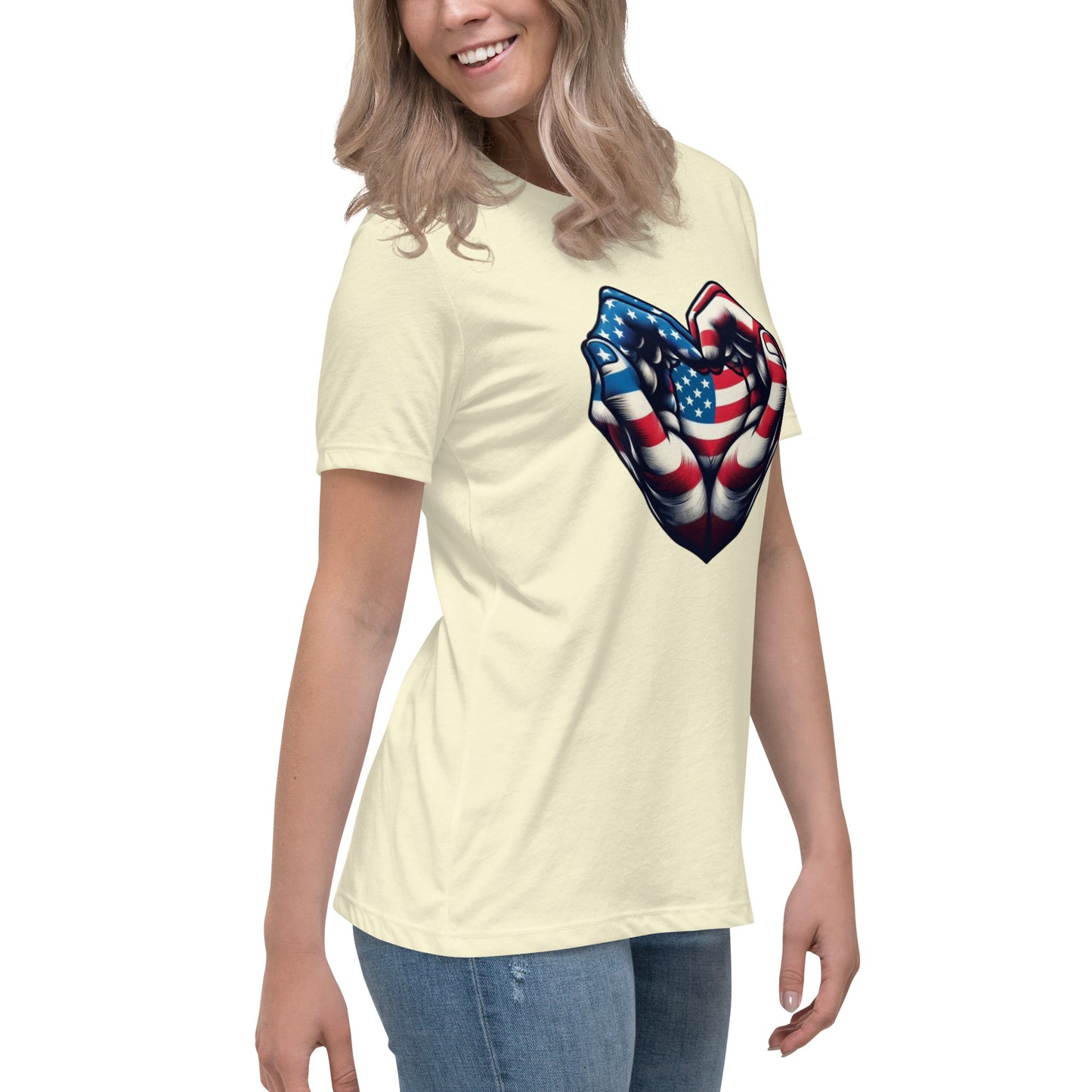 Women's Relaxed T-Shirt, USA Heart