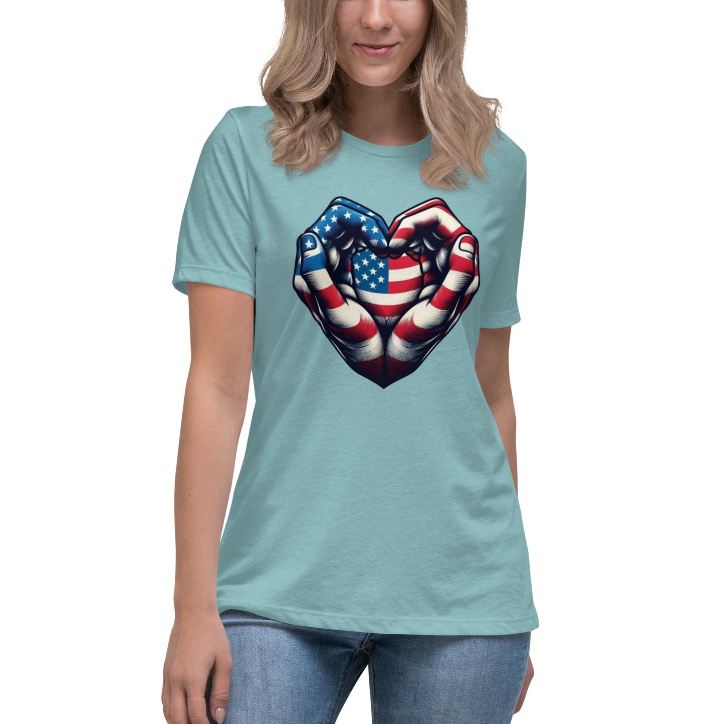 Women's Relaxed T-Shirt, USA Heart