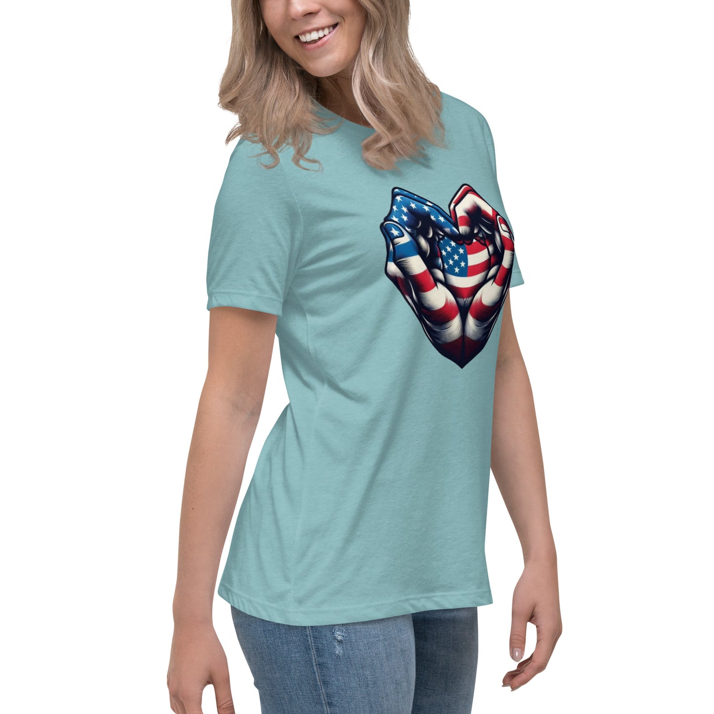 Women's Relaxed T-Shirt, USA Heart