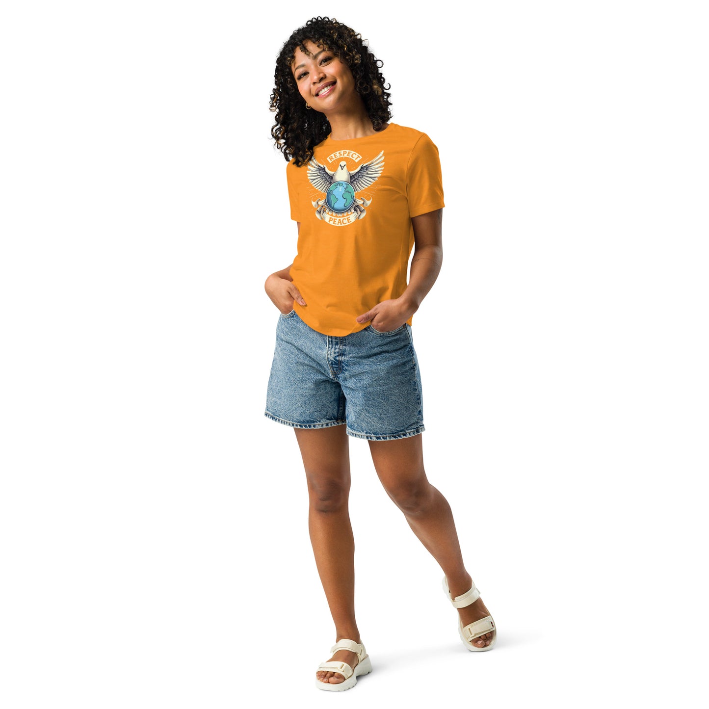 Women's Relaxed T-Shirt, Peace and Respect