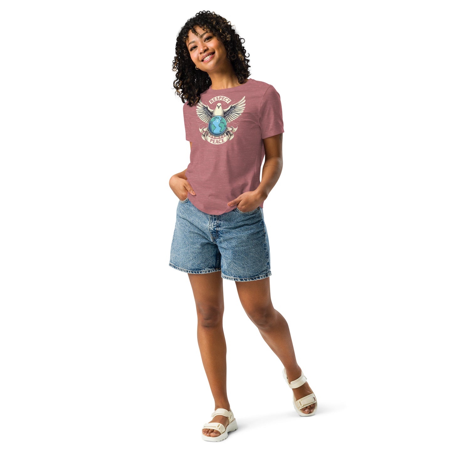 Women's Relaxed T-Shirt, Peace and Respect