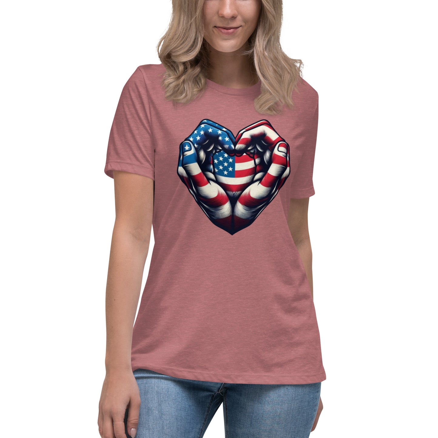 Women's Relaxed T-Shirt, USA Heart