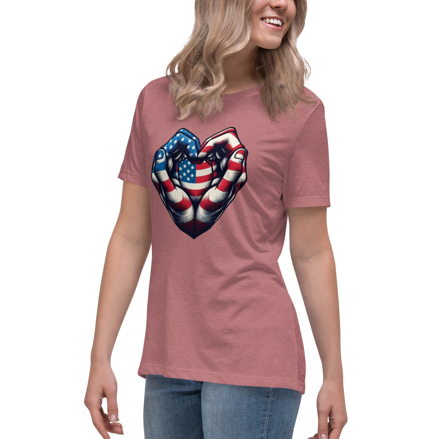 Women's Relaxed T-Shirt, USA Heart