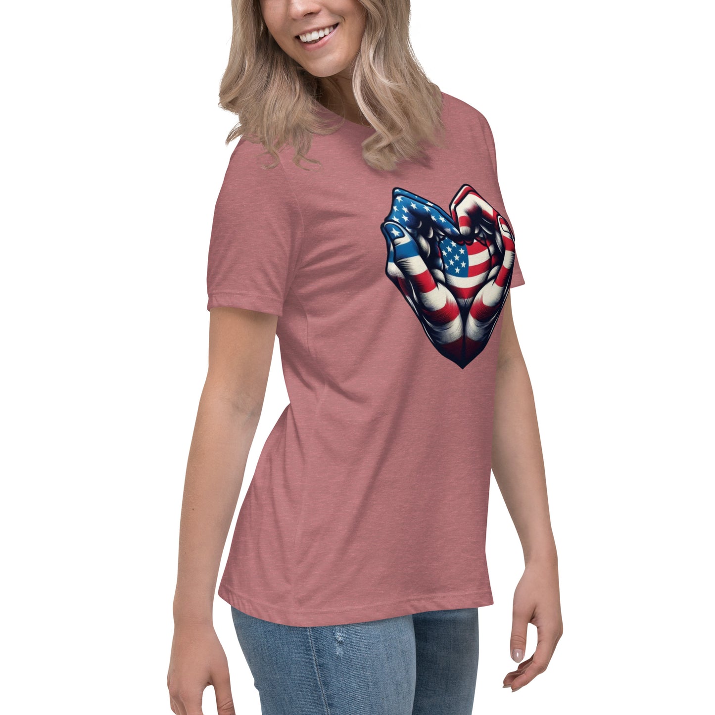 Women's Relaxed T-Shirt, USA Heart