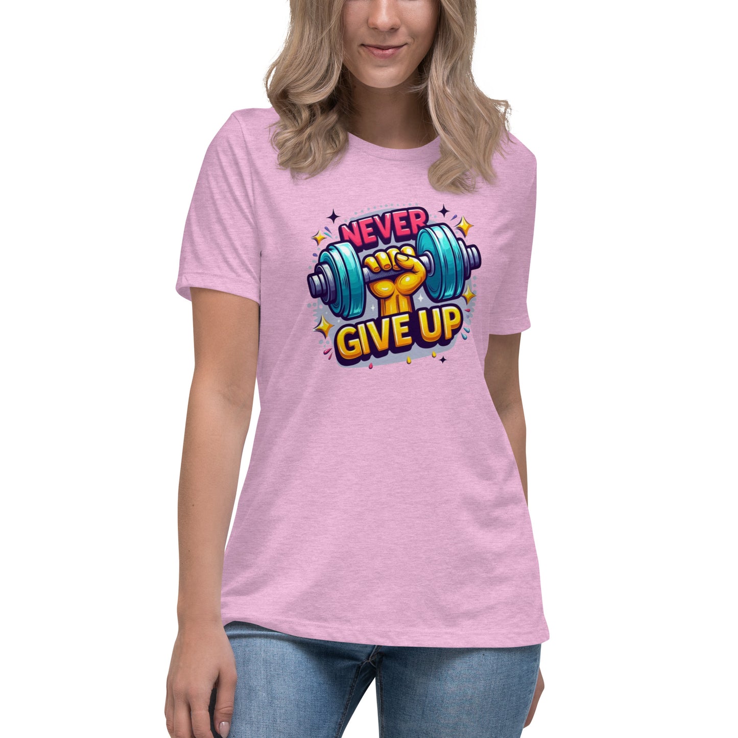 Women's Relaxed T-Shirt, Never give up
