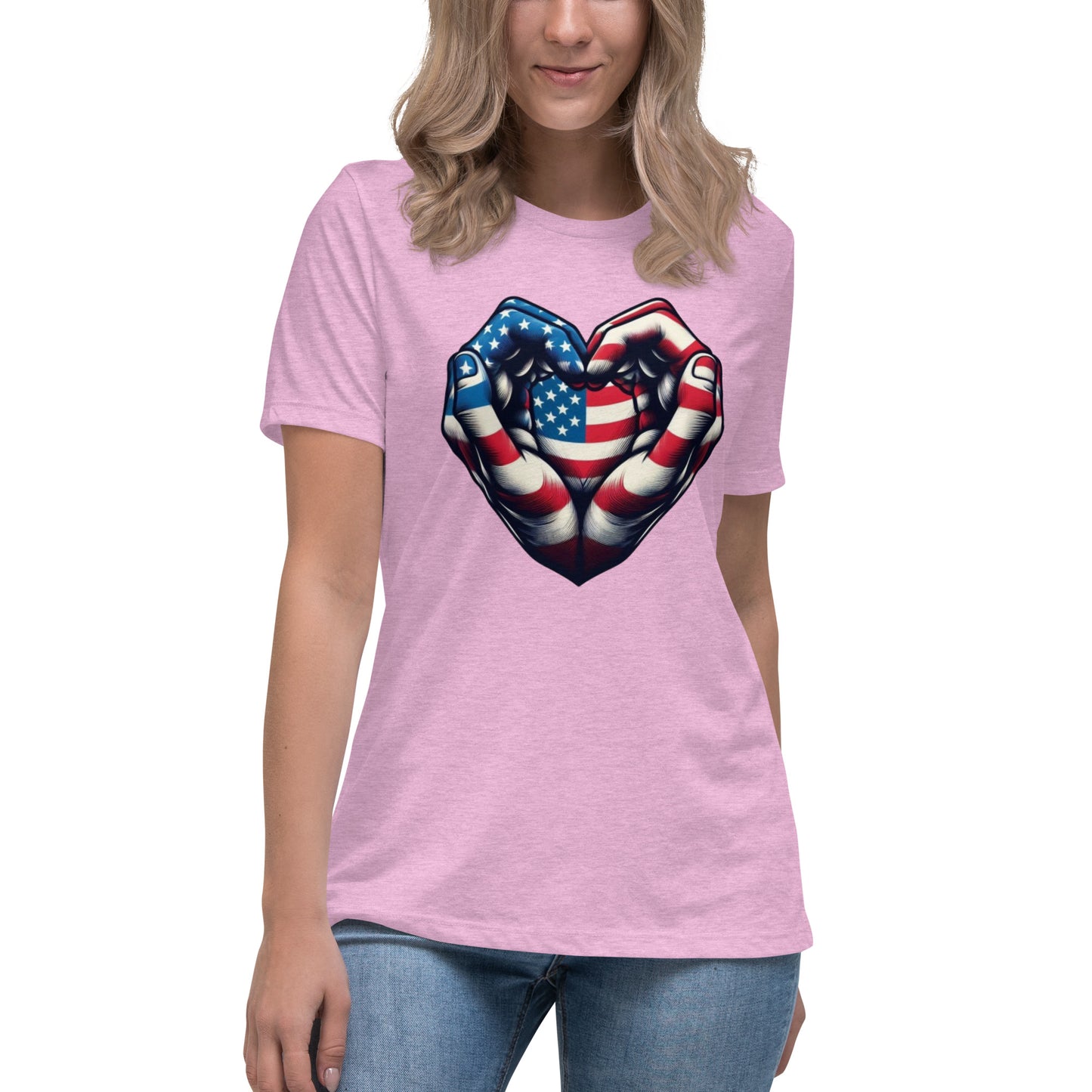Women's Relaxed T-Shirt, USA Heart