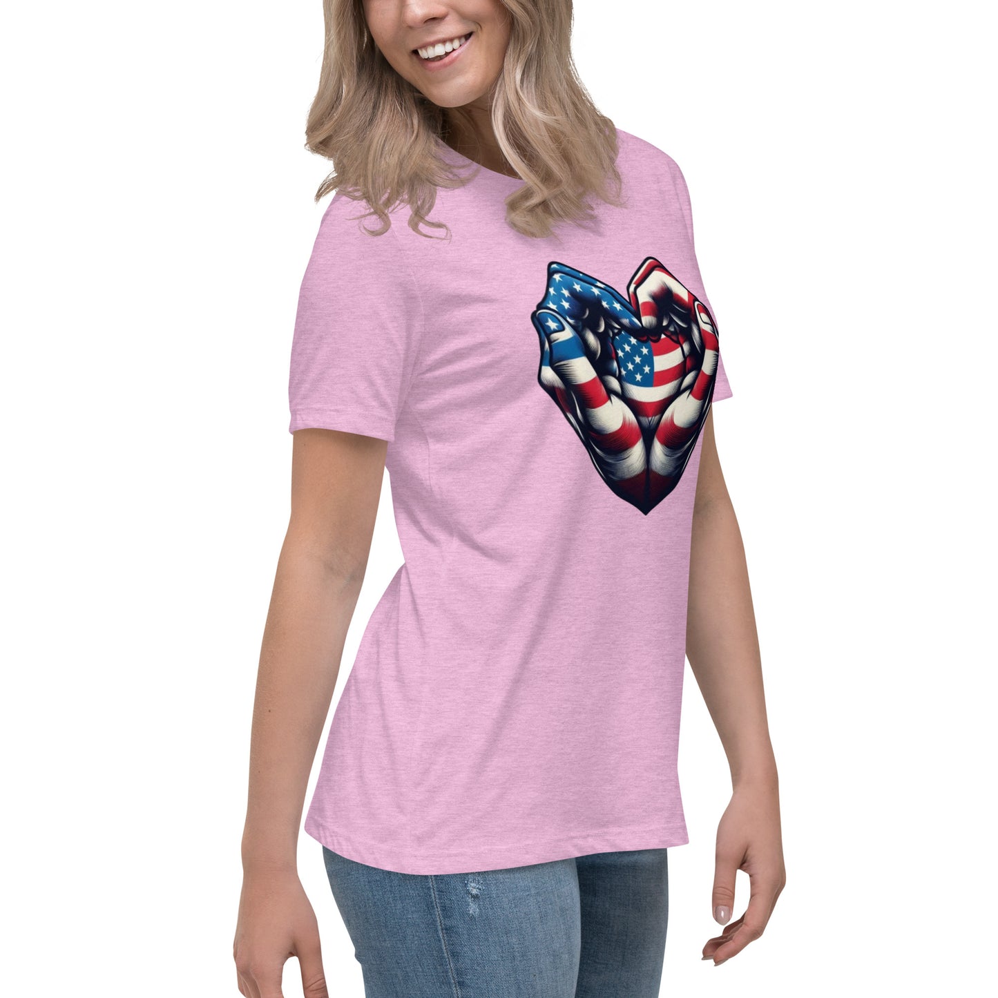 Women's Relaxed T-Shirt, USA Heart
