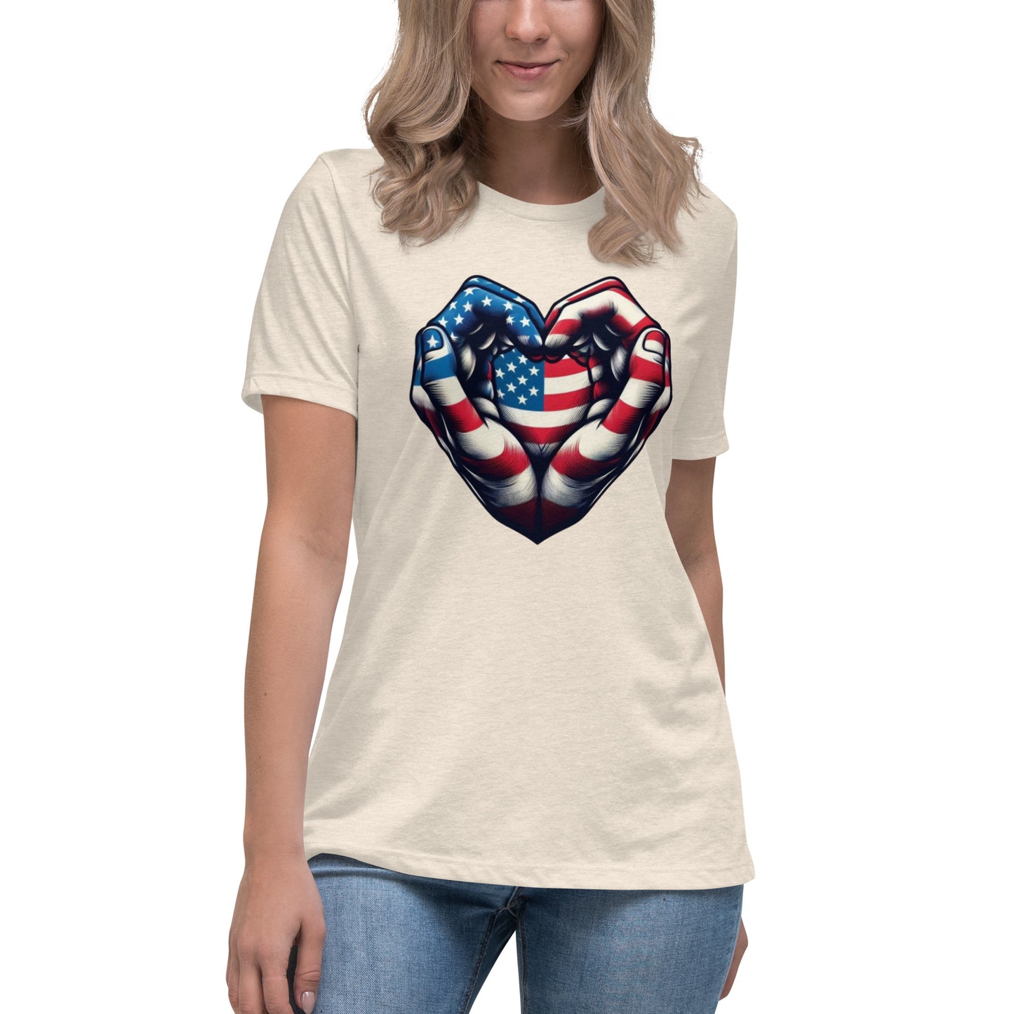 Women's Relaxed T-Shirt, USA Heart