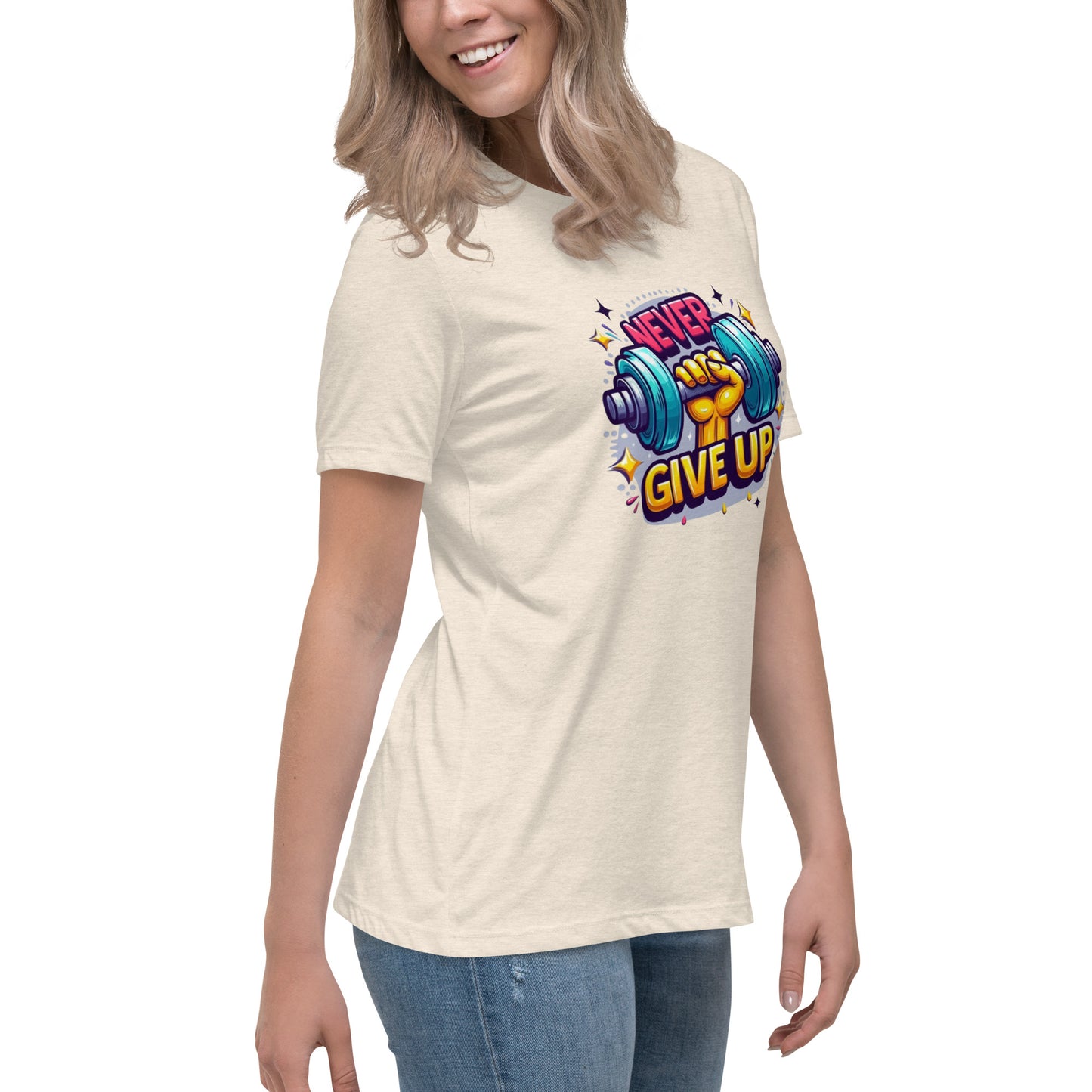 Women's Relaxed T-Shirt, Never give up