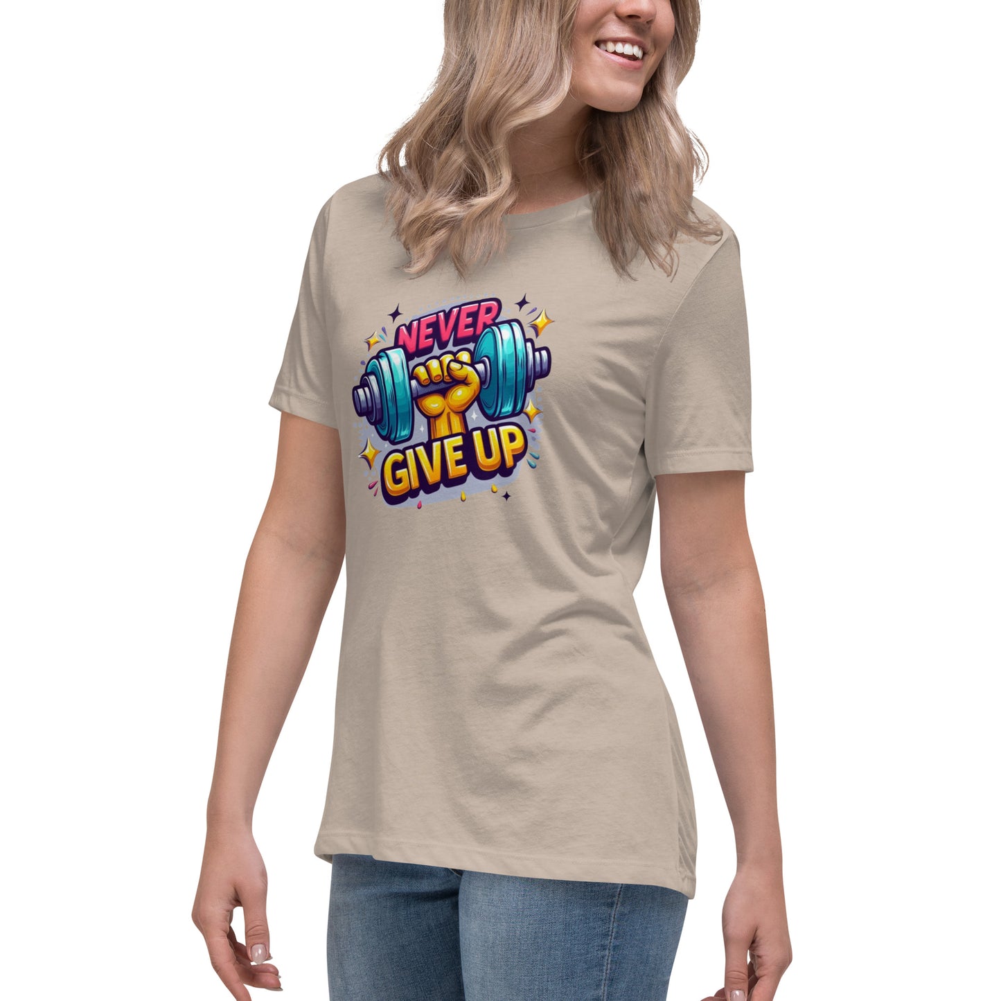 Women's Relaxed T-Shirt, Never give up