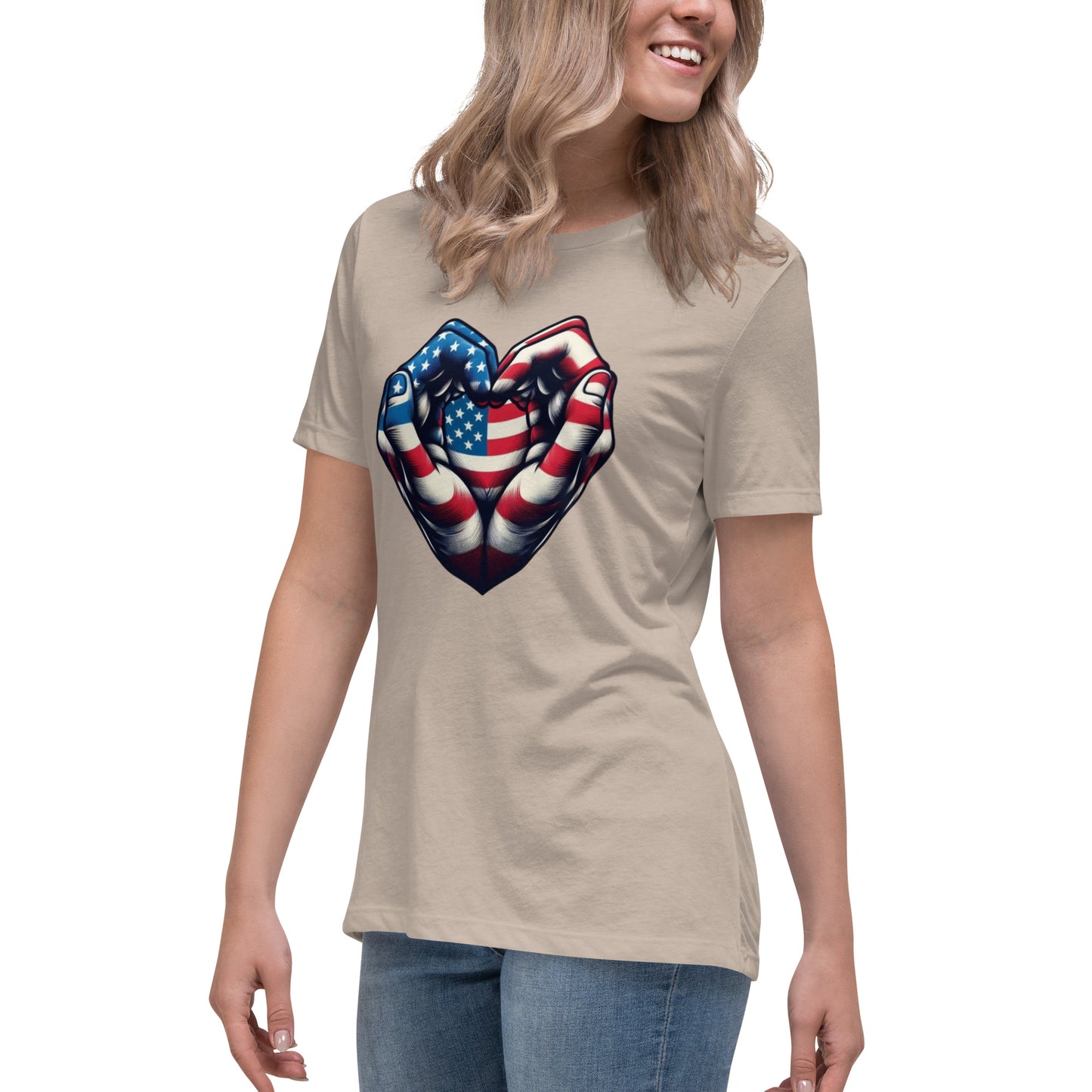 Women's Relaxed T-Shirt, USA Heart