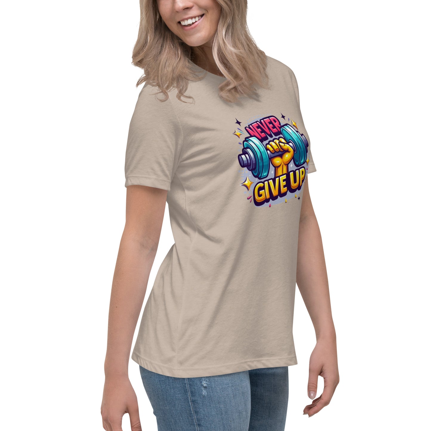 Women's Relaxed T-Shirt, Never give up