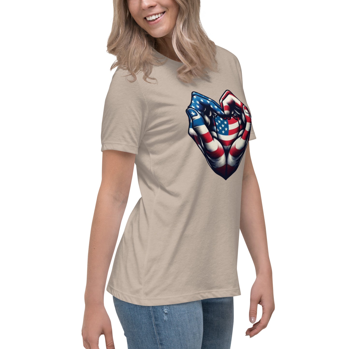 Women's Relaxed T-Shirt, USA Heart